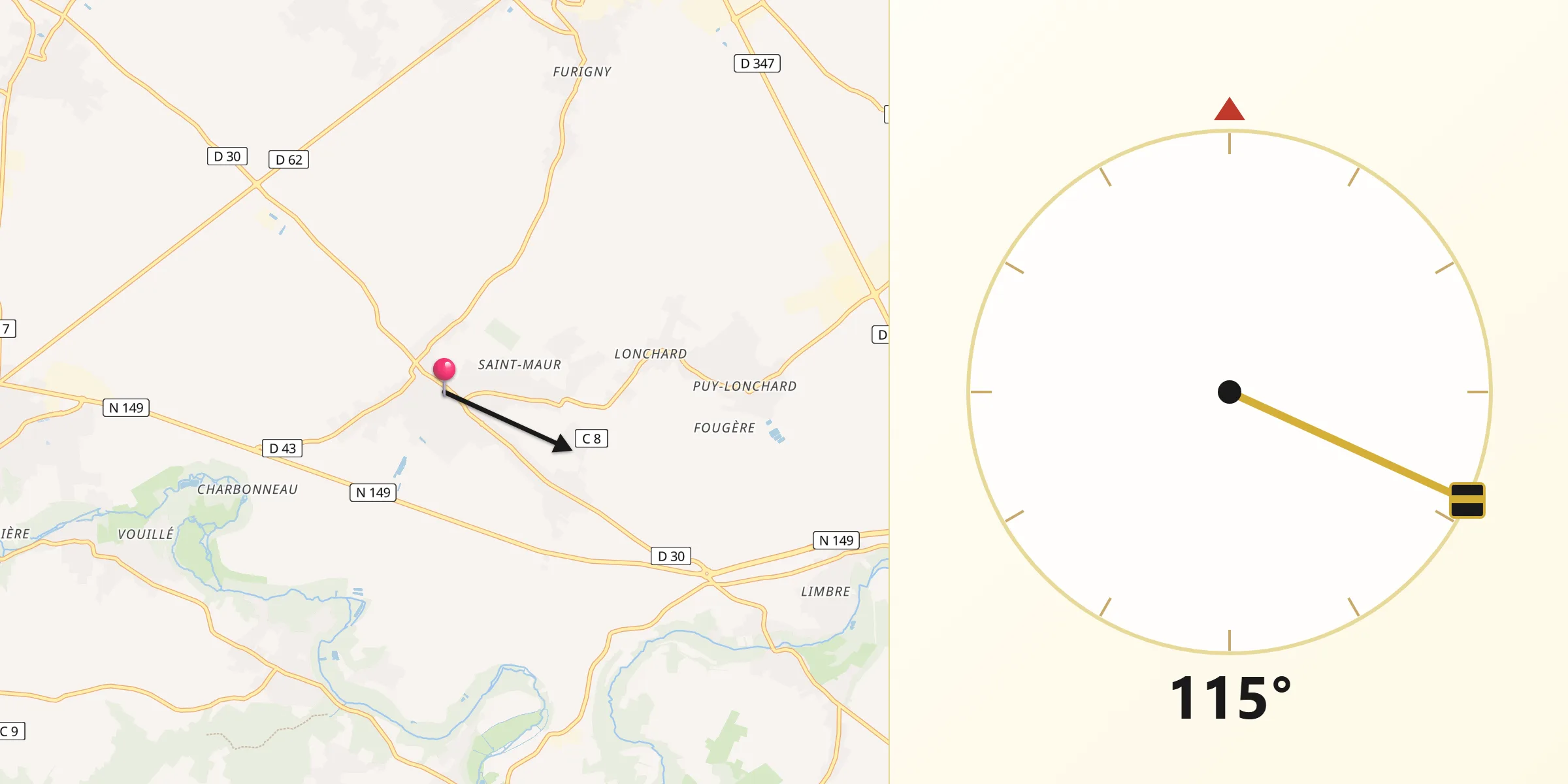 Direction vers la Qibla depuis Cissé