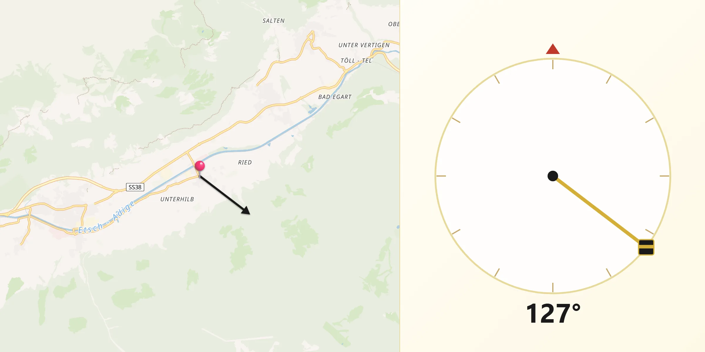Direzione della Qibla da Plaus