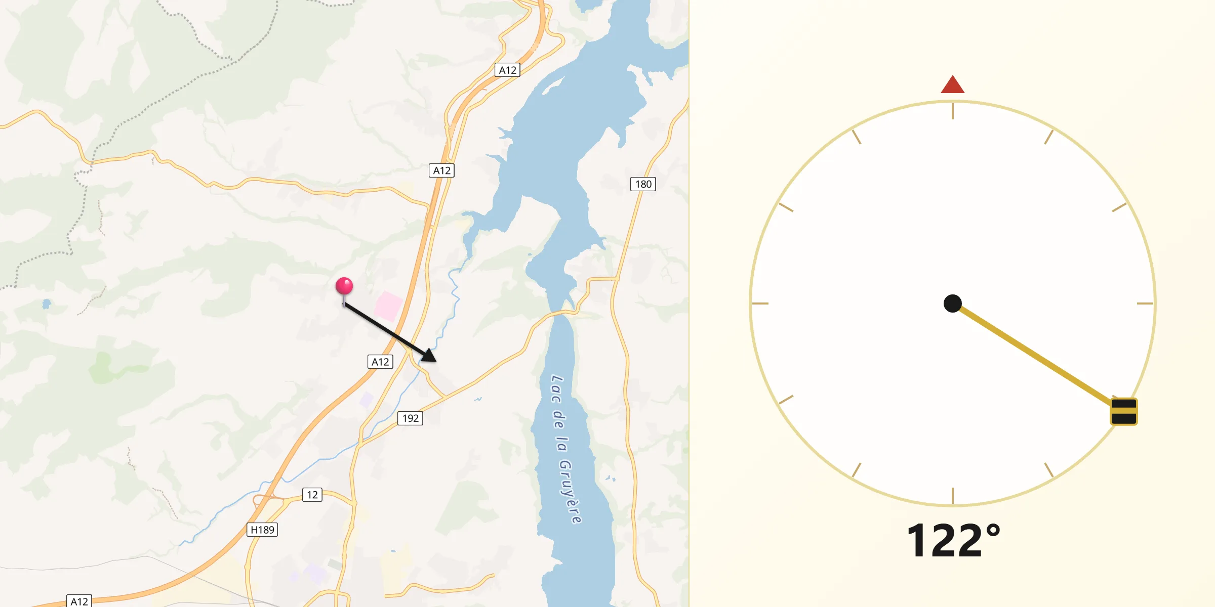 Direzione della Qibla da Marsens
