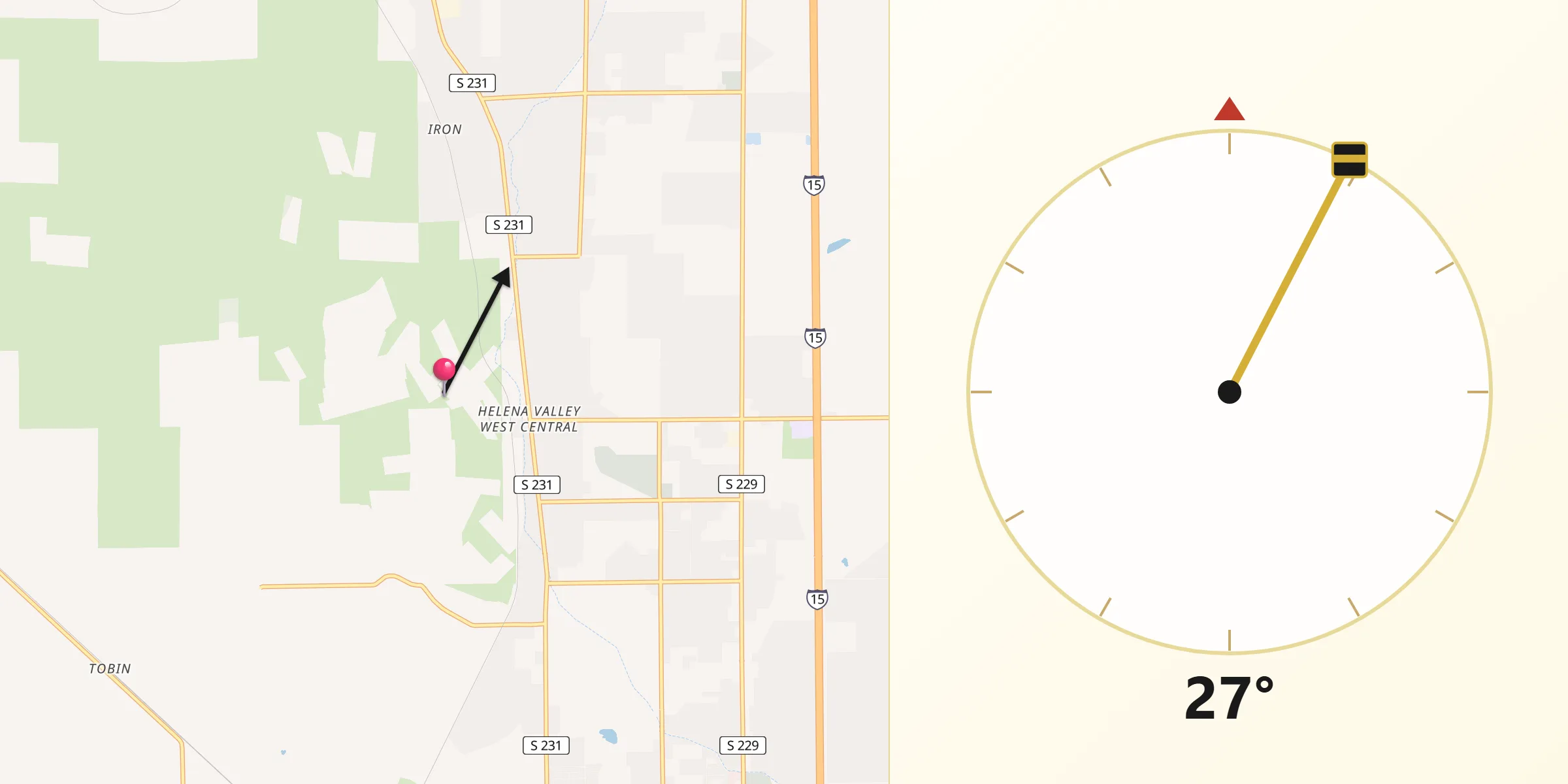 Qibla Direction from Helena Valley West Central