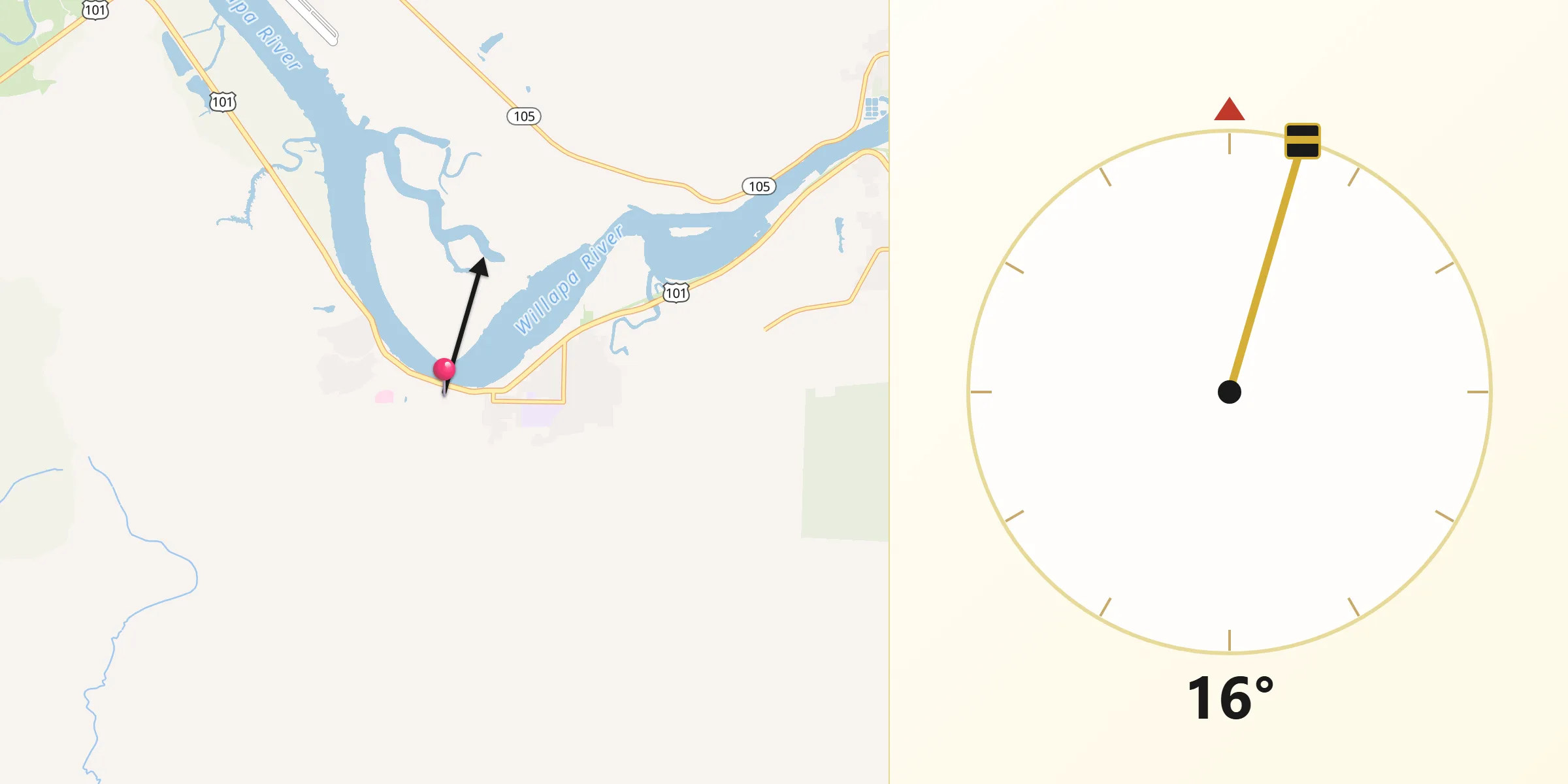 Dirección de la Qibla desde South Bend