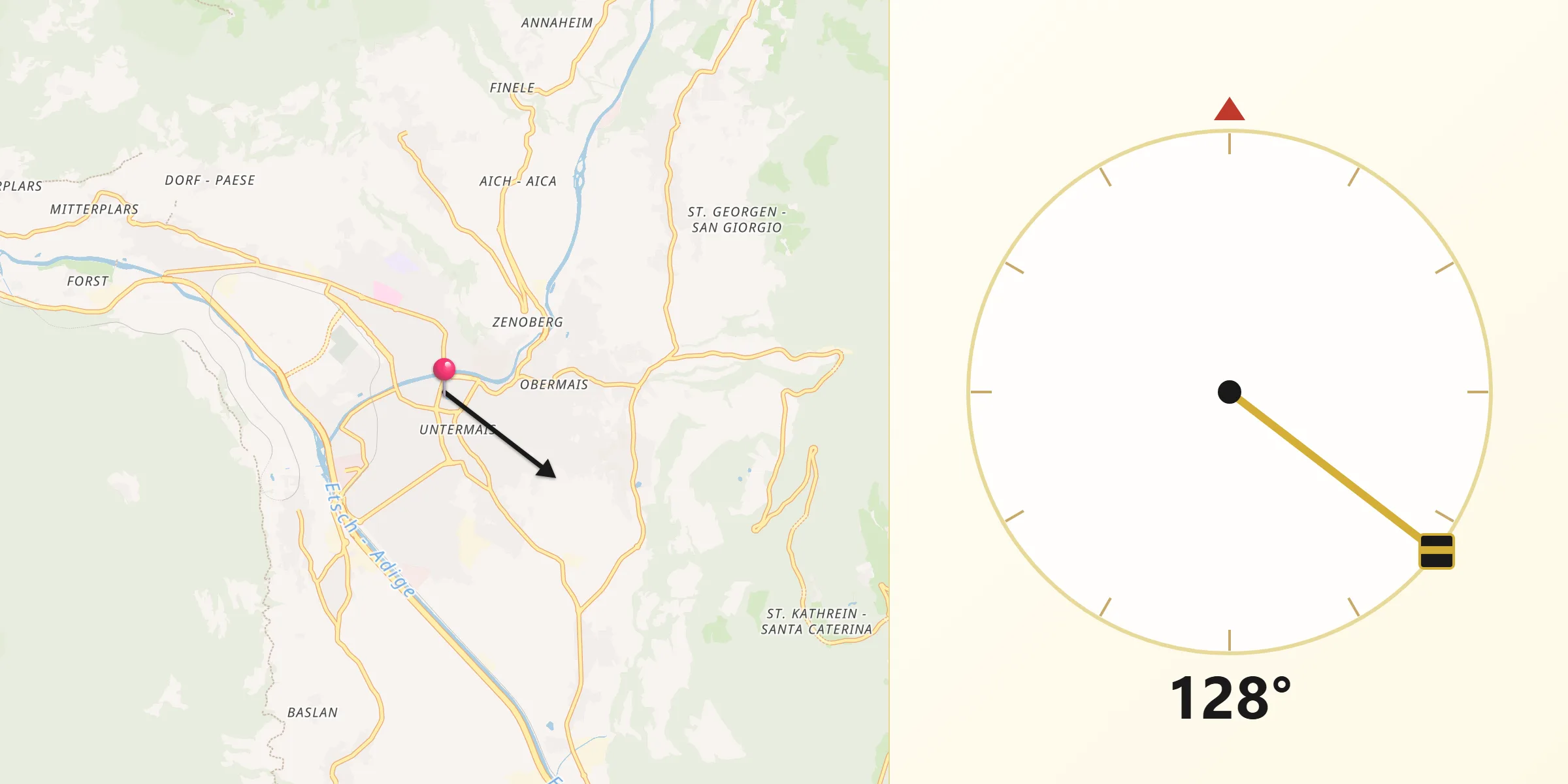 Direzione della Qibla da Merano
