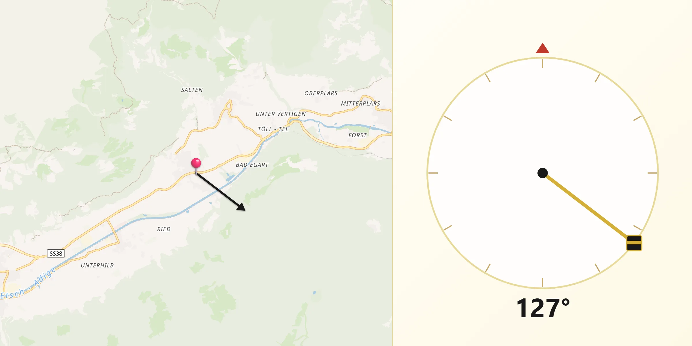 Direzione della Qibla da Rablà