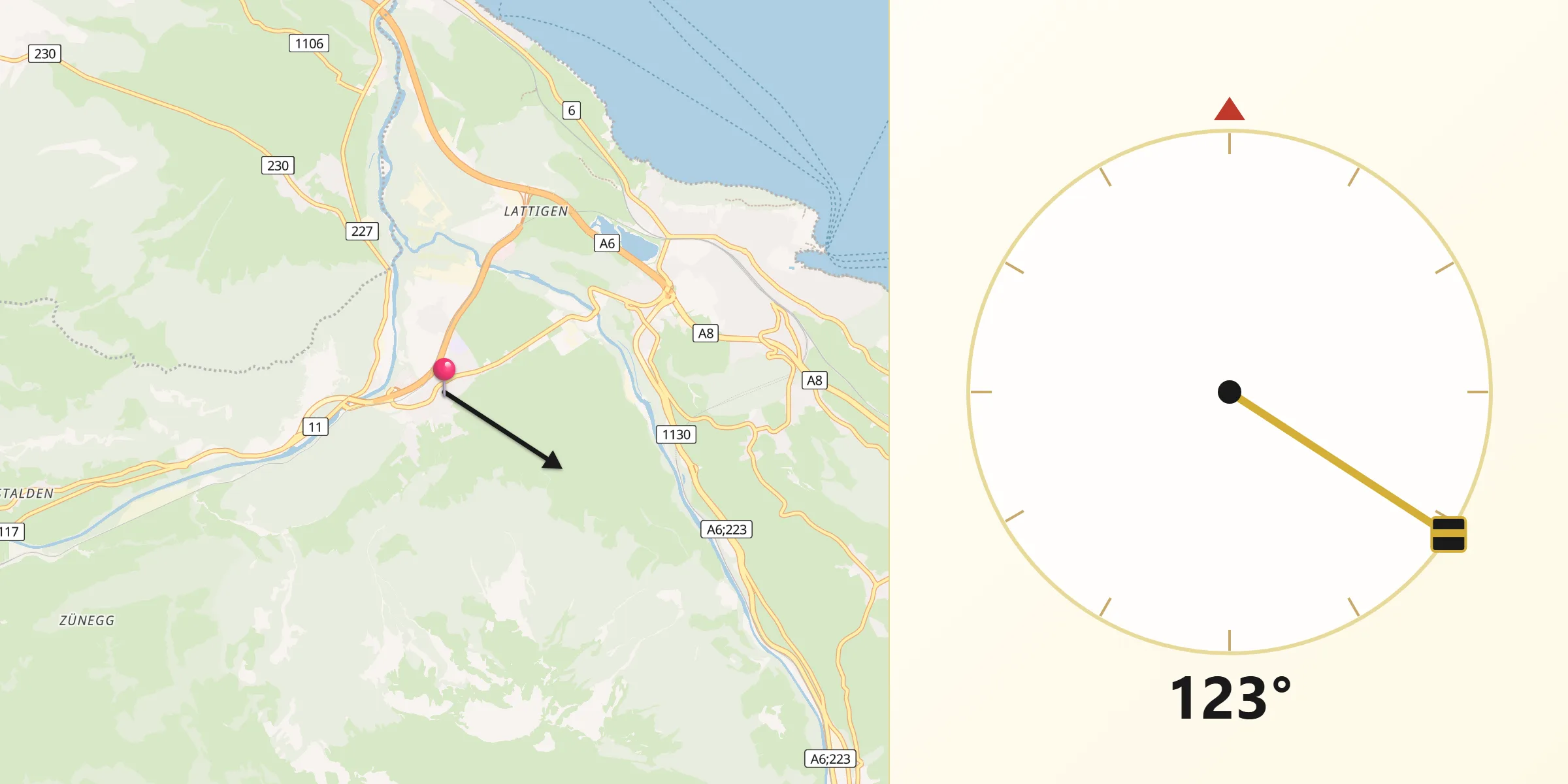 Direzione della Qibla da Wimmis