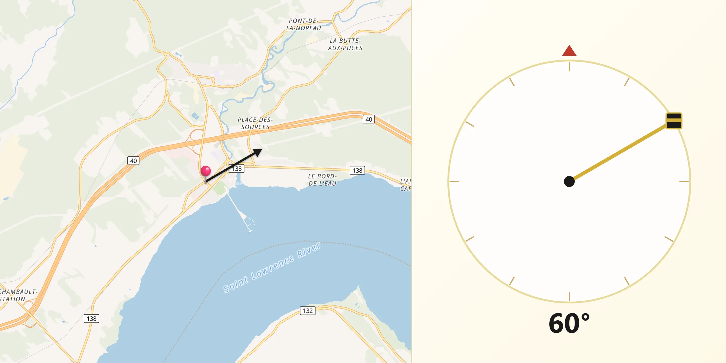 Qibla Direction from Portneuf