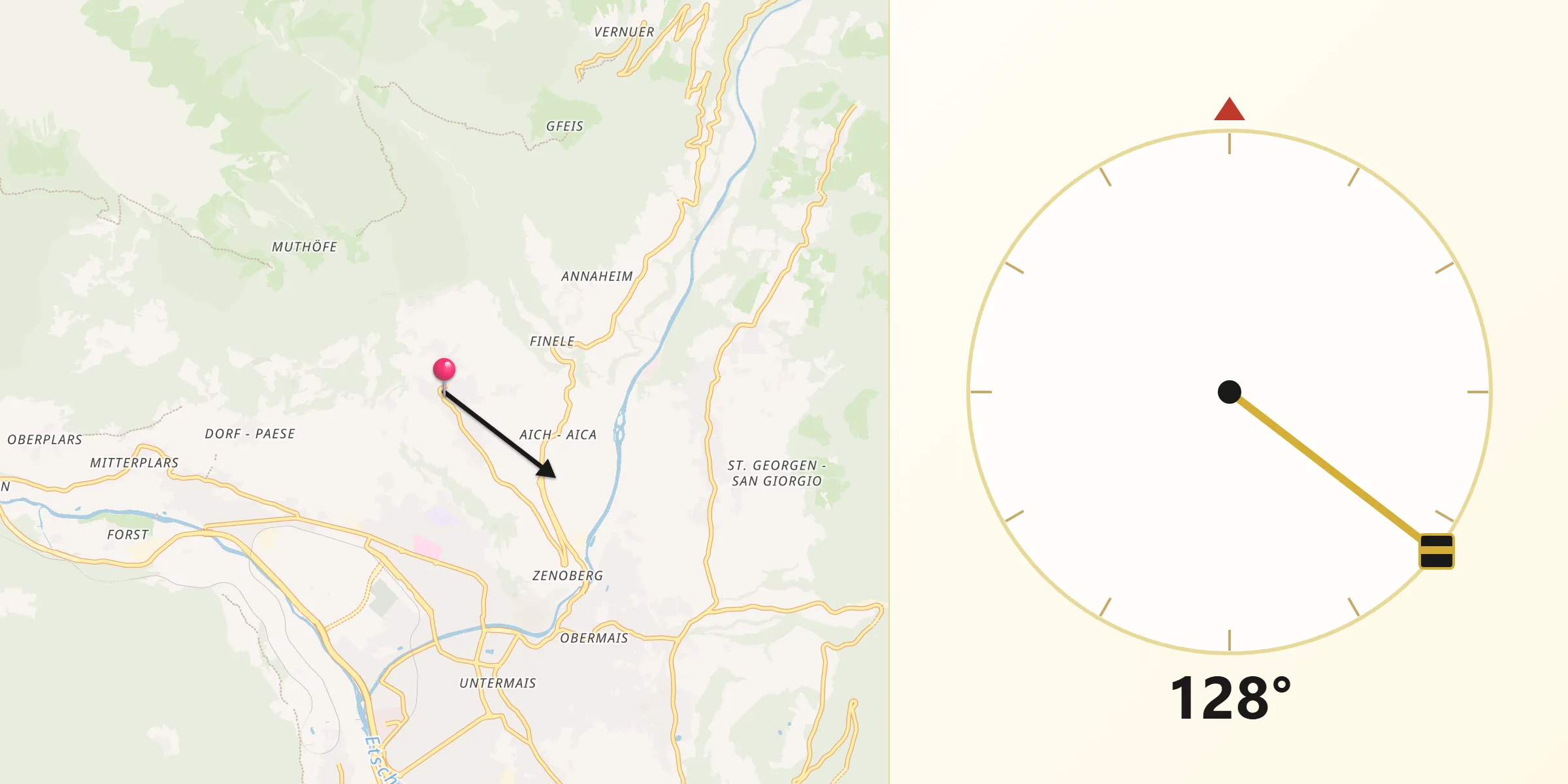 Direzione della Qibla da Tirolo