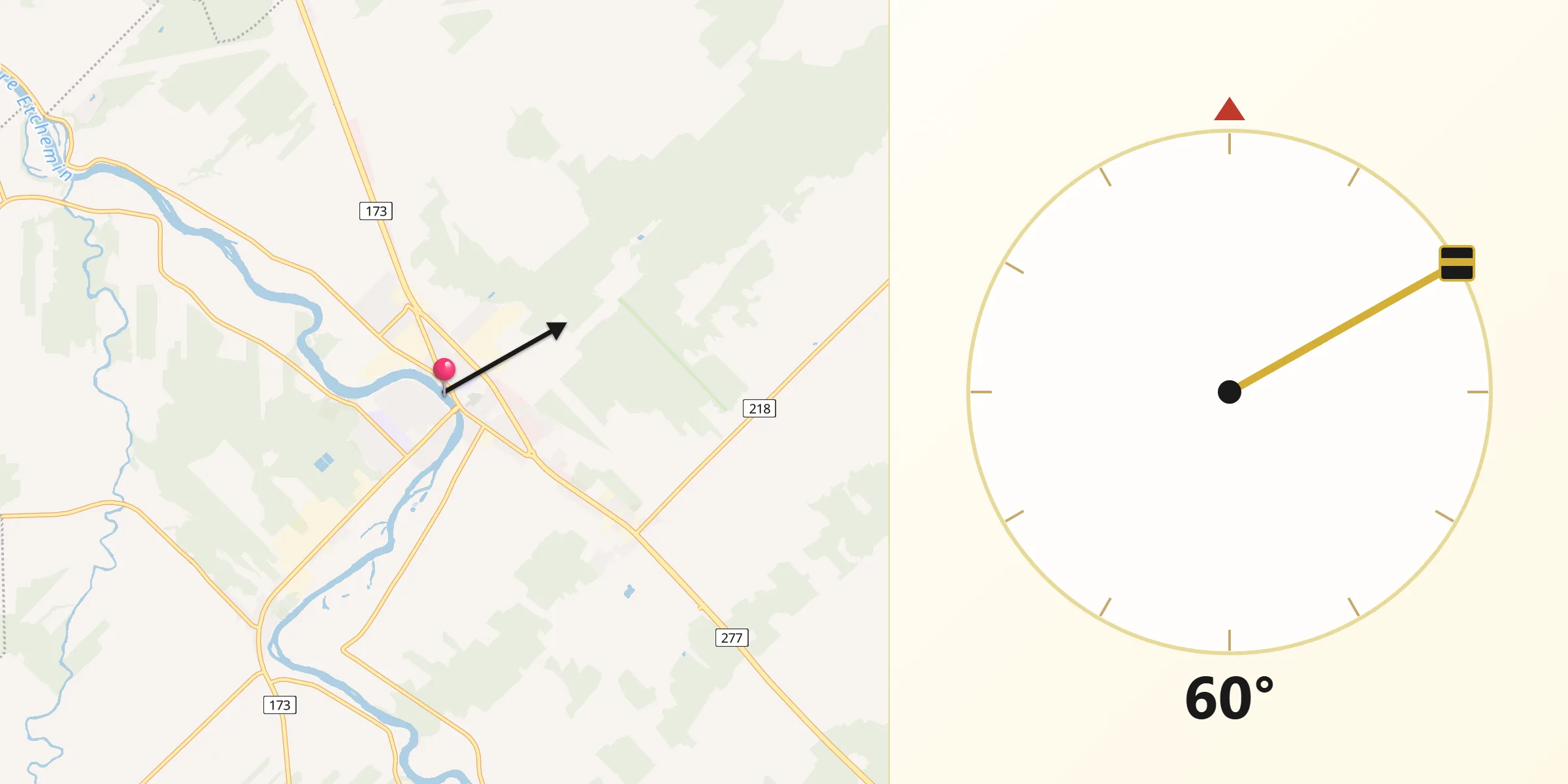 Qibla Direction from Saint-Henri