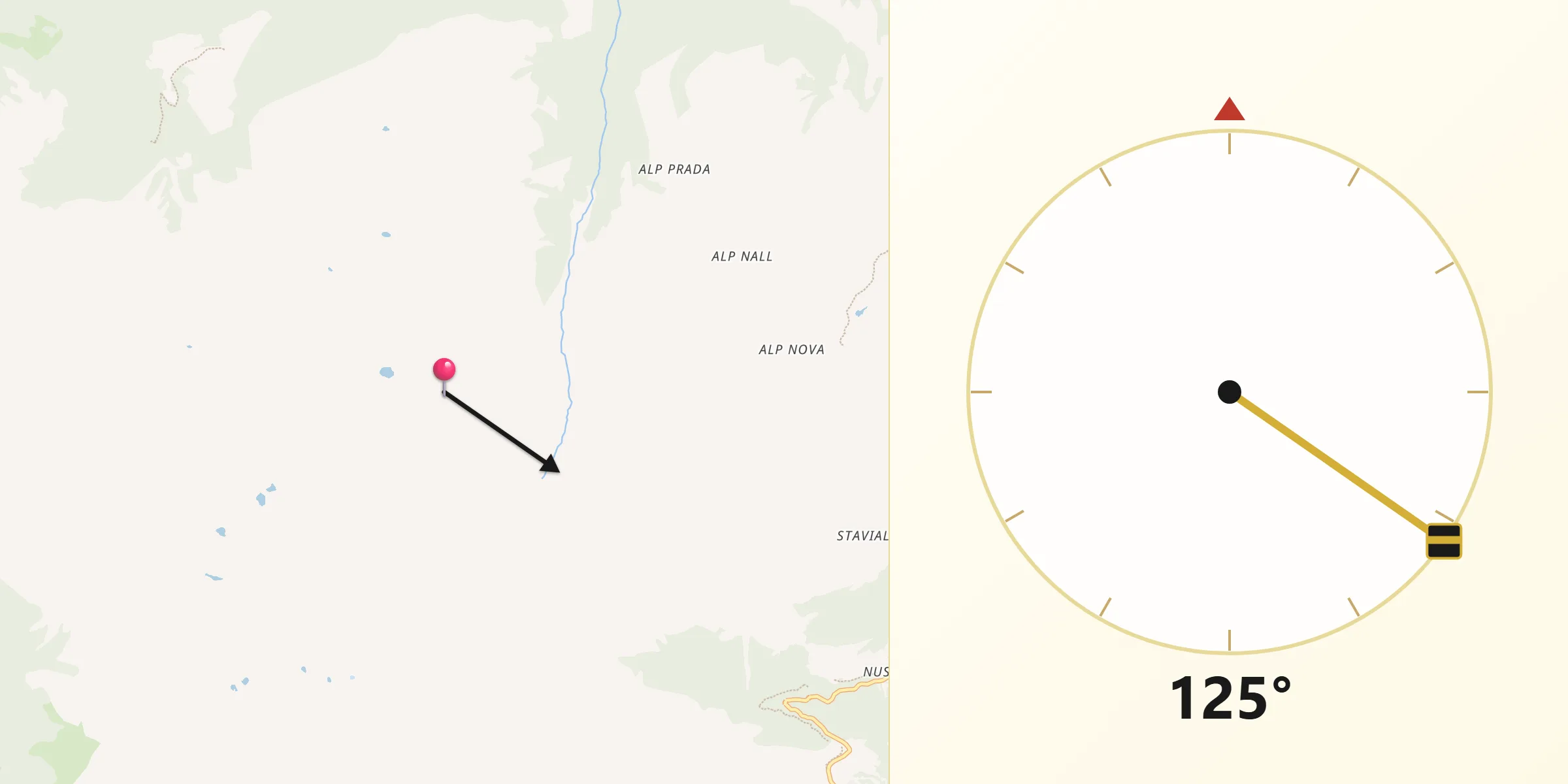 Direction vers la Qibla depuis Region Surselva
