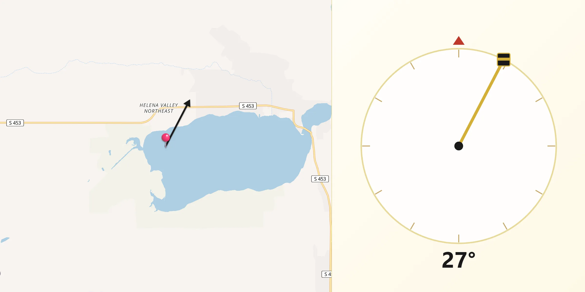 Qibla Direction from Helena Valley Northeast