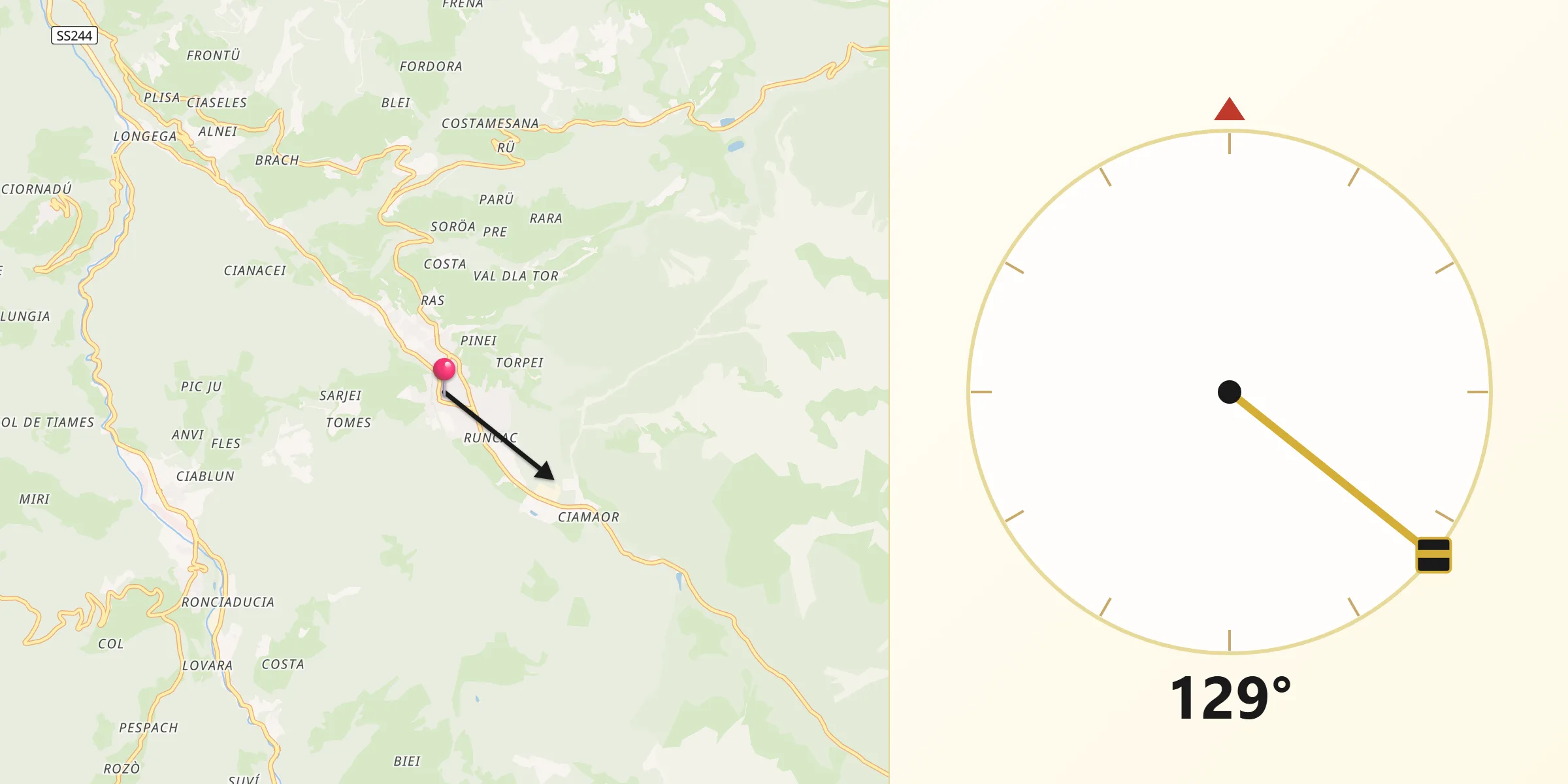 Direzione della Qibla da San Vigilio