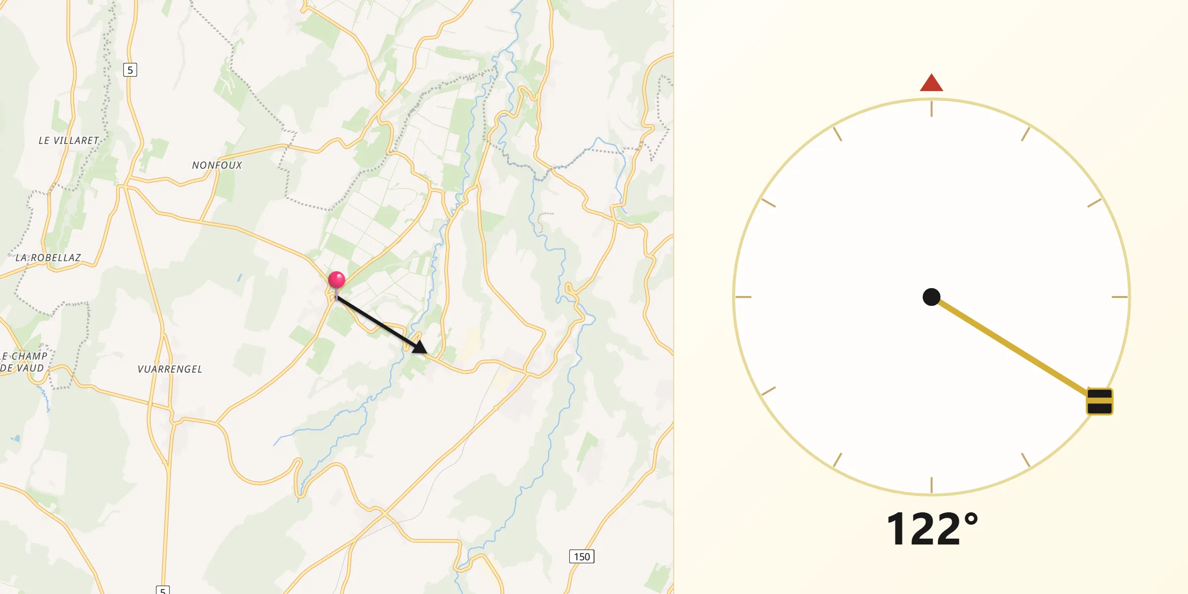 Direzione della Qibla da Pailly