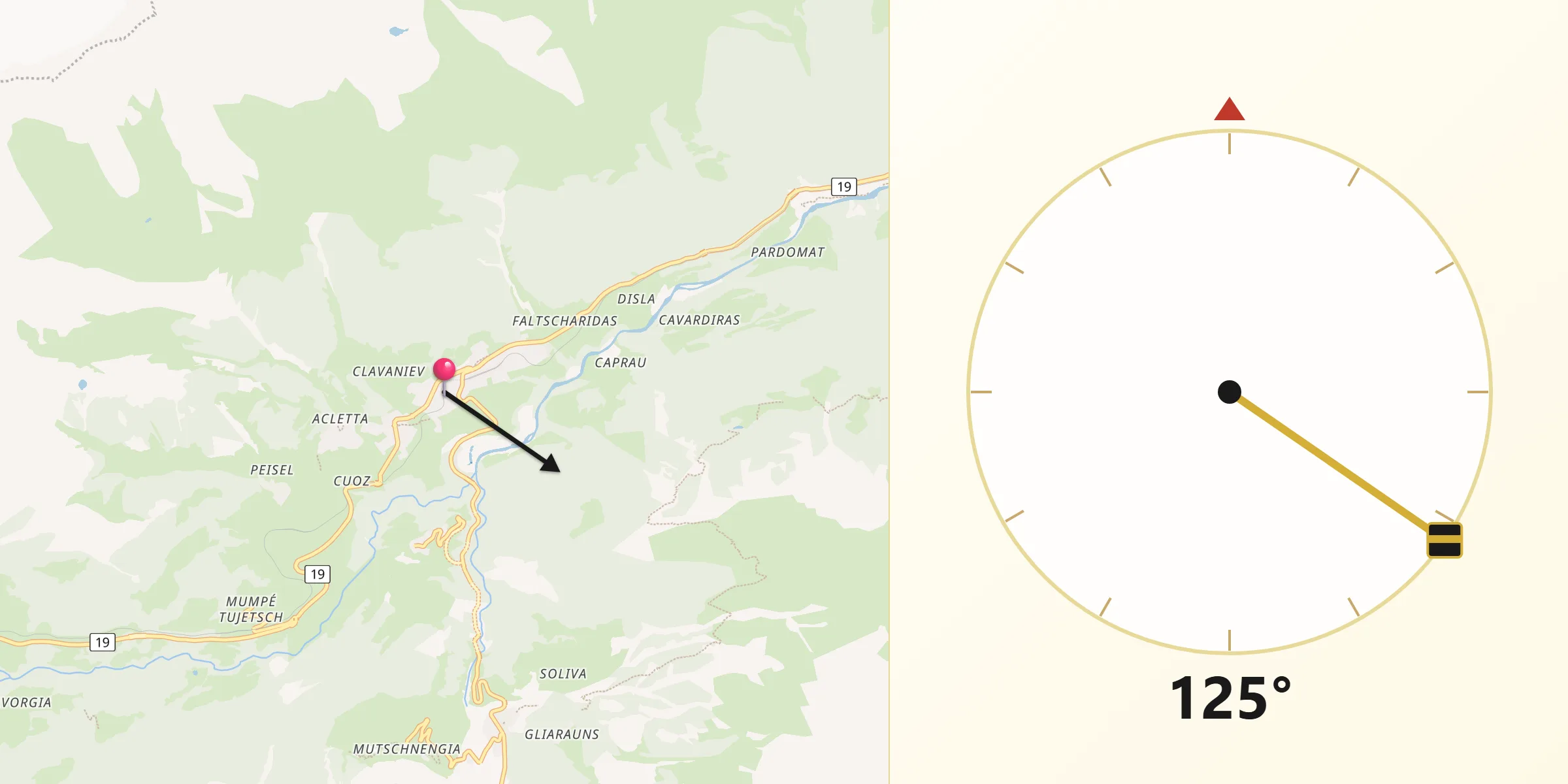 Direzione della Qibla da Disentis