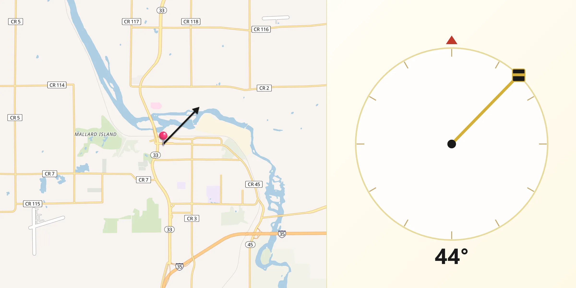 Qibla Direction from Cloquet