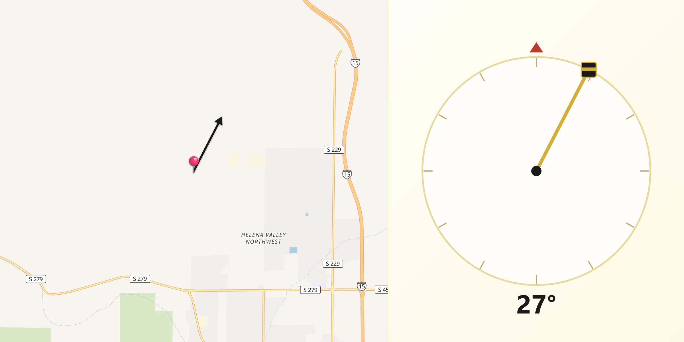 Qibla Direction from Helena Valley Northwest