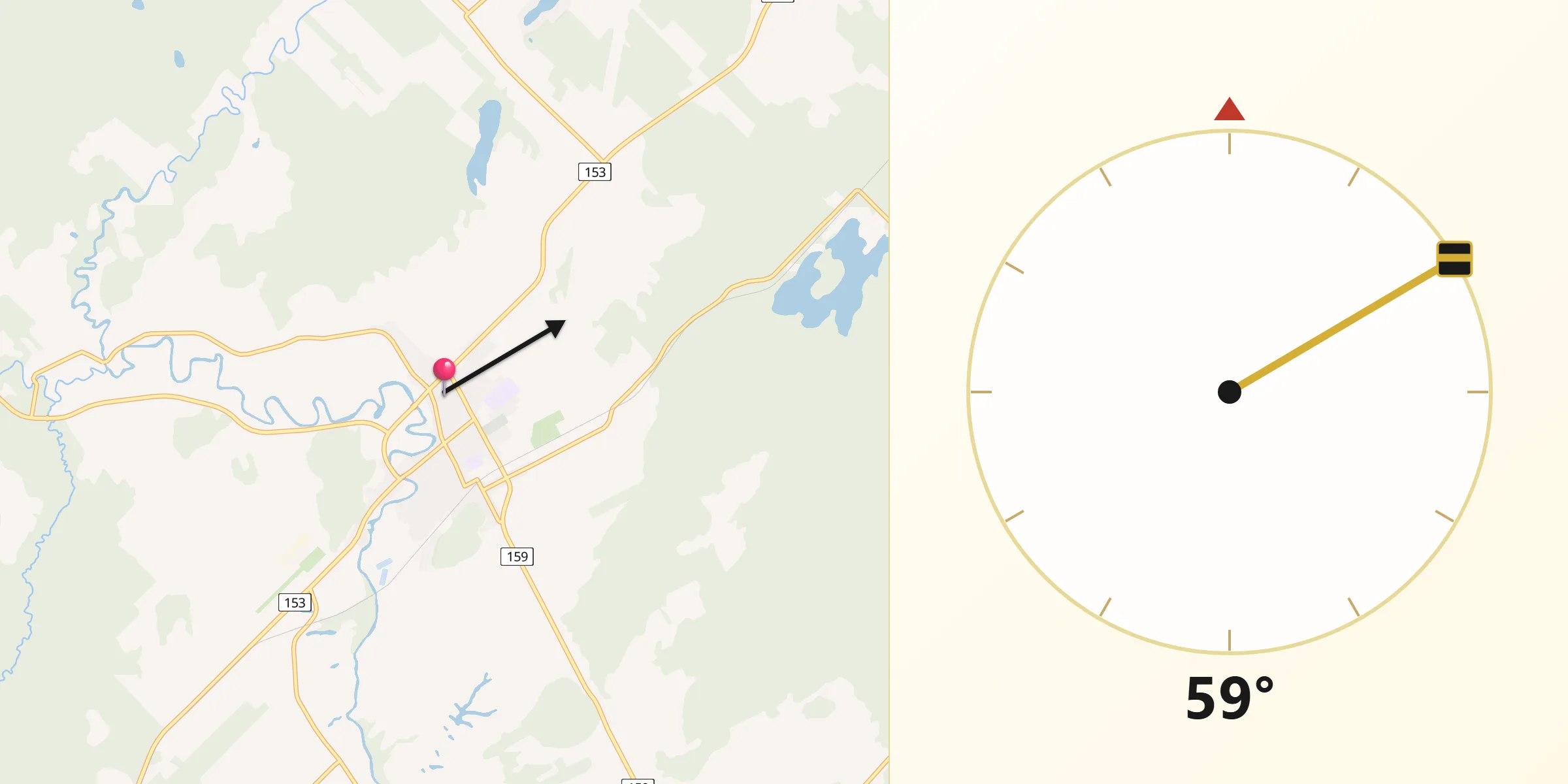 Qibla Direction from Saint-Tite