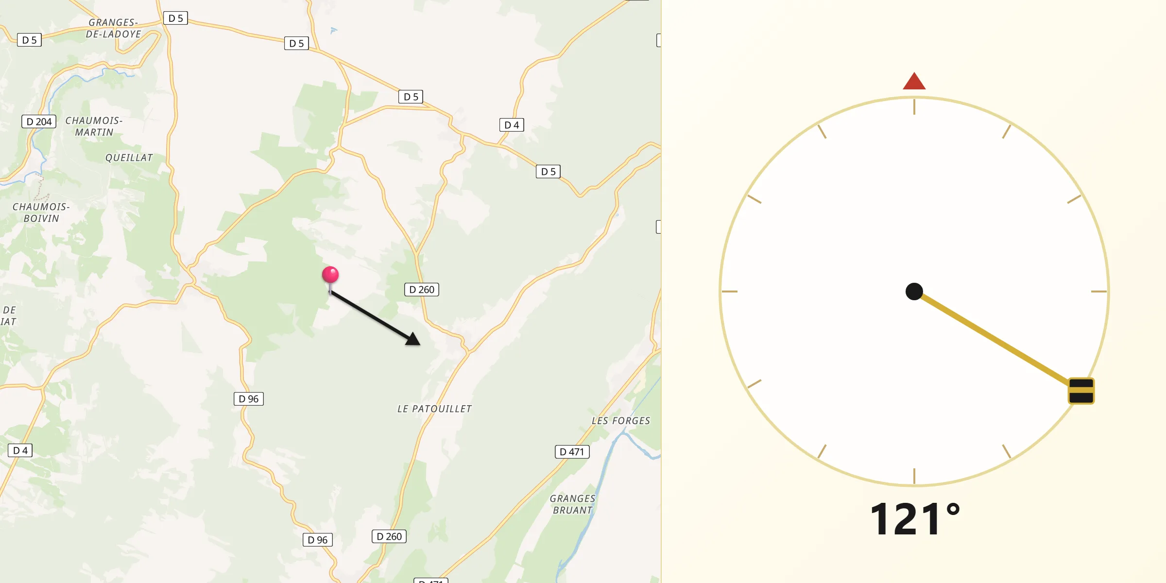 Direction vers la Qibla depuis Jura