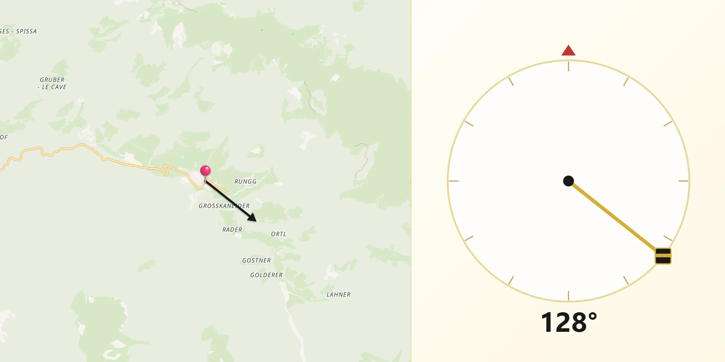 Direzione della Qibla da Villa