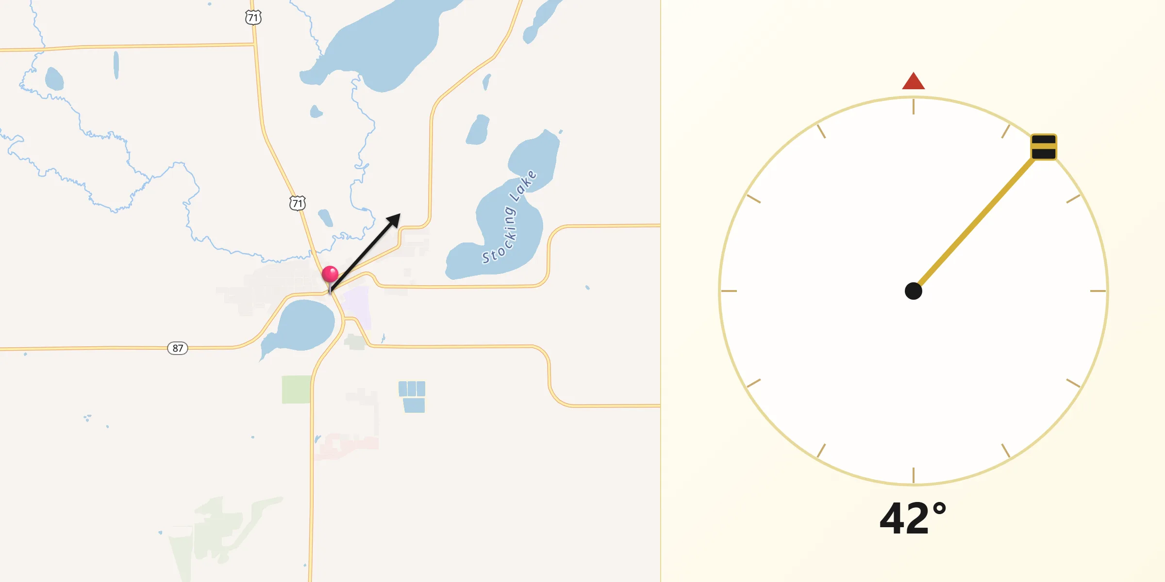 Qibla Direction from Menahga