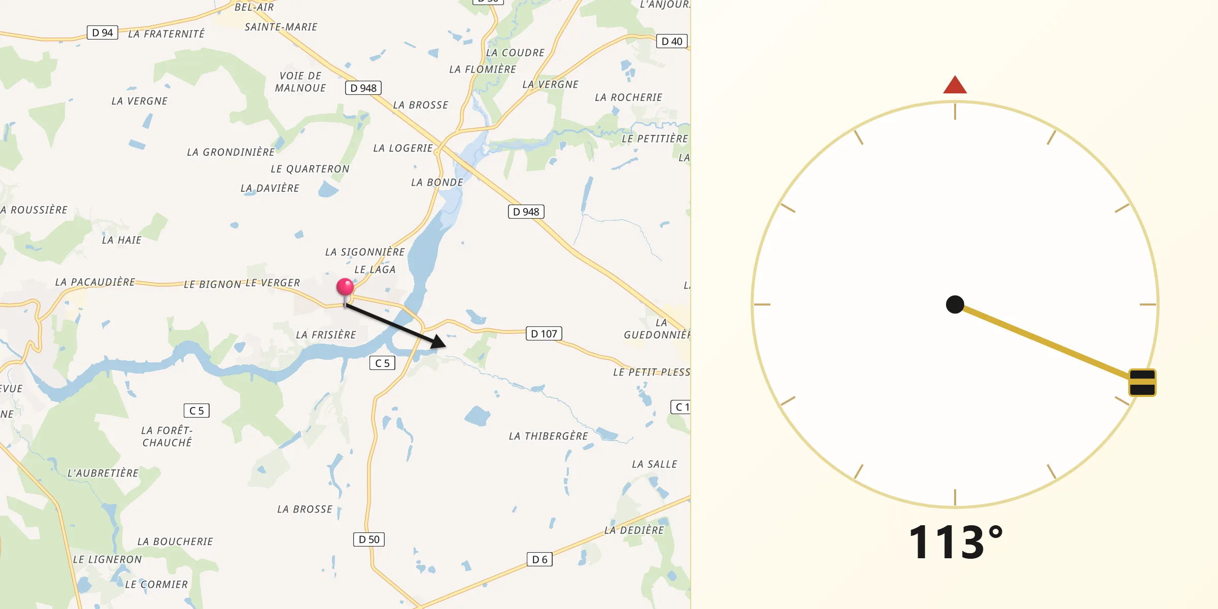 Direction vers la Qibla depuis Maché