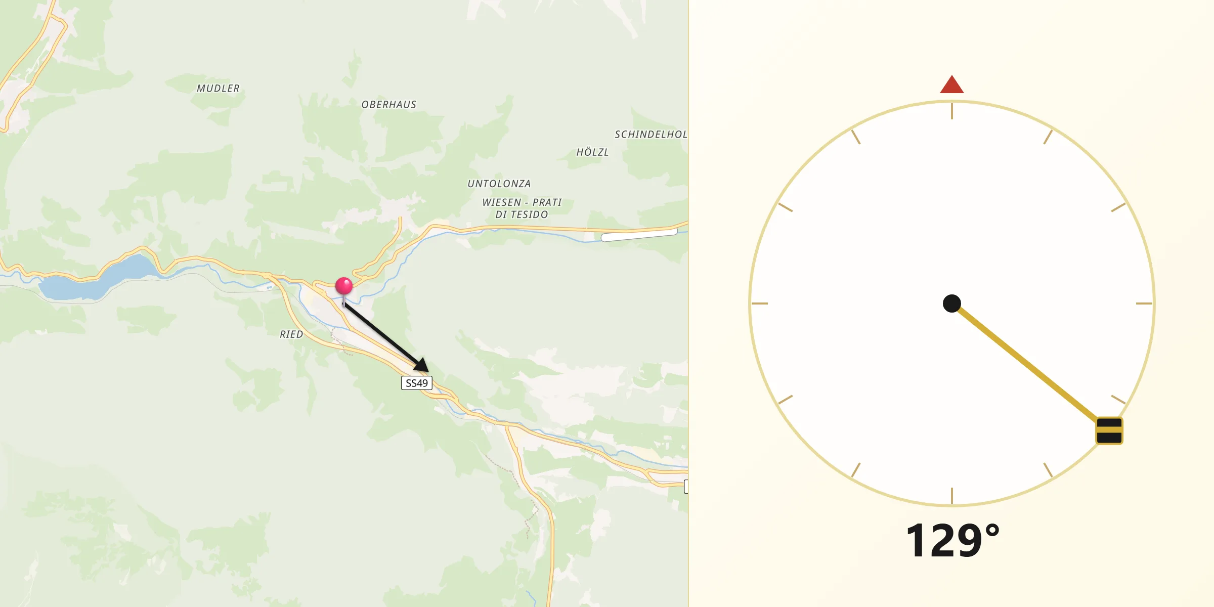 Direzione della Qibla da Monguelfo