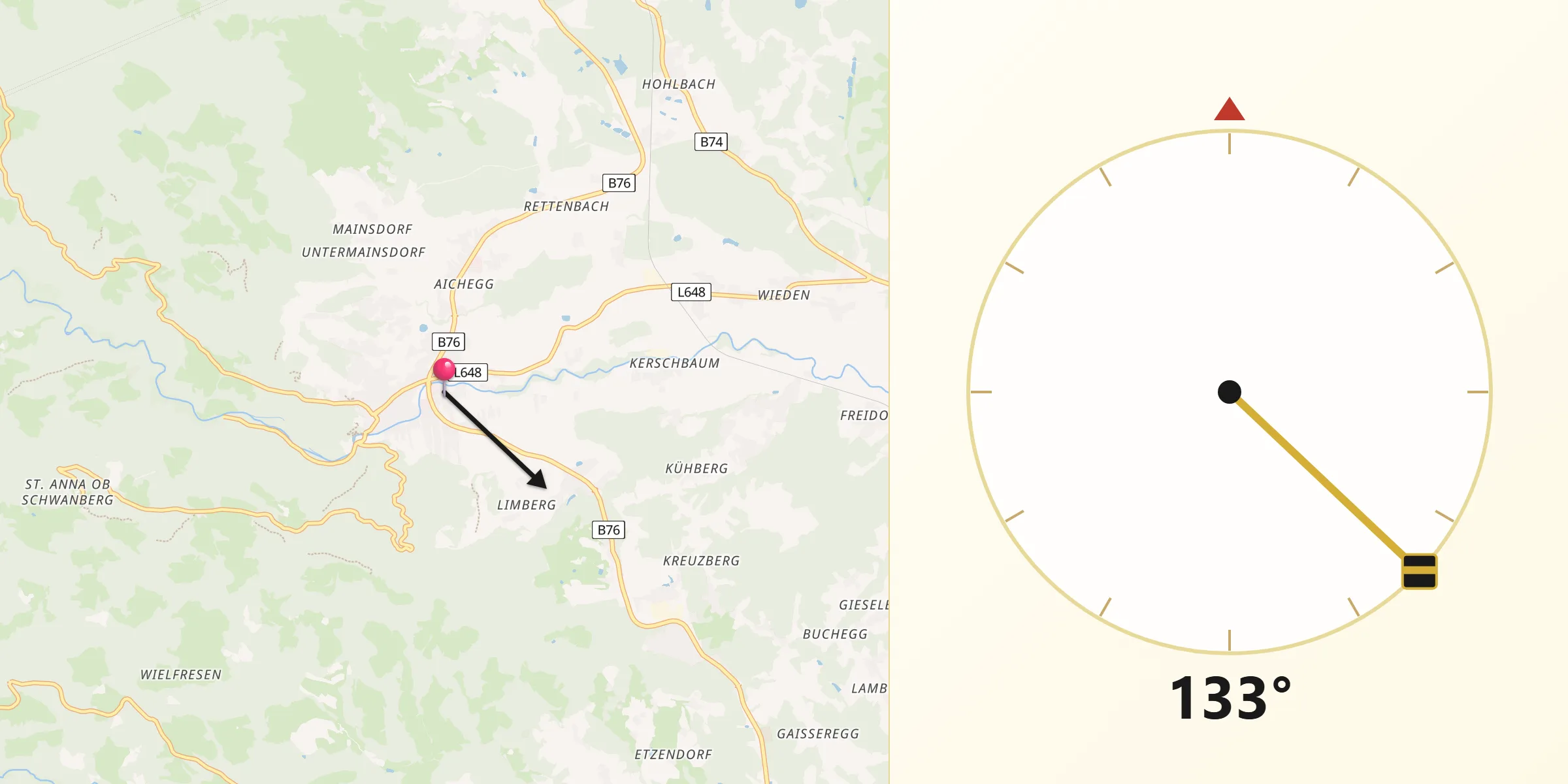 Qibla-Richtung von Schwanberg