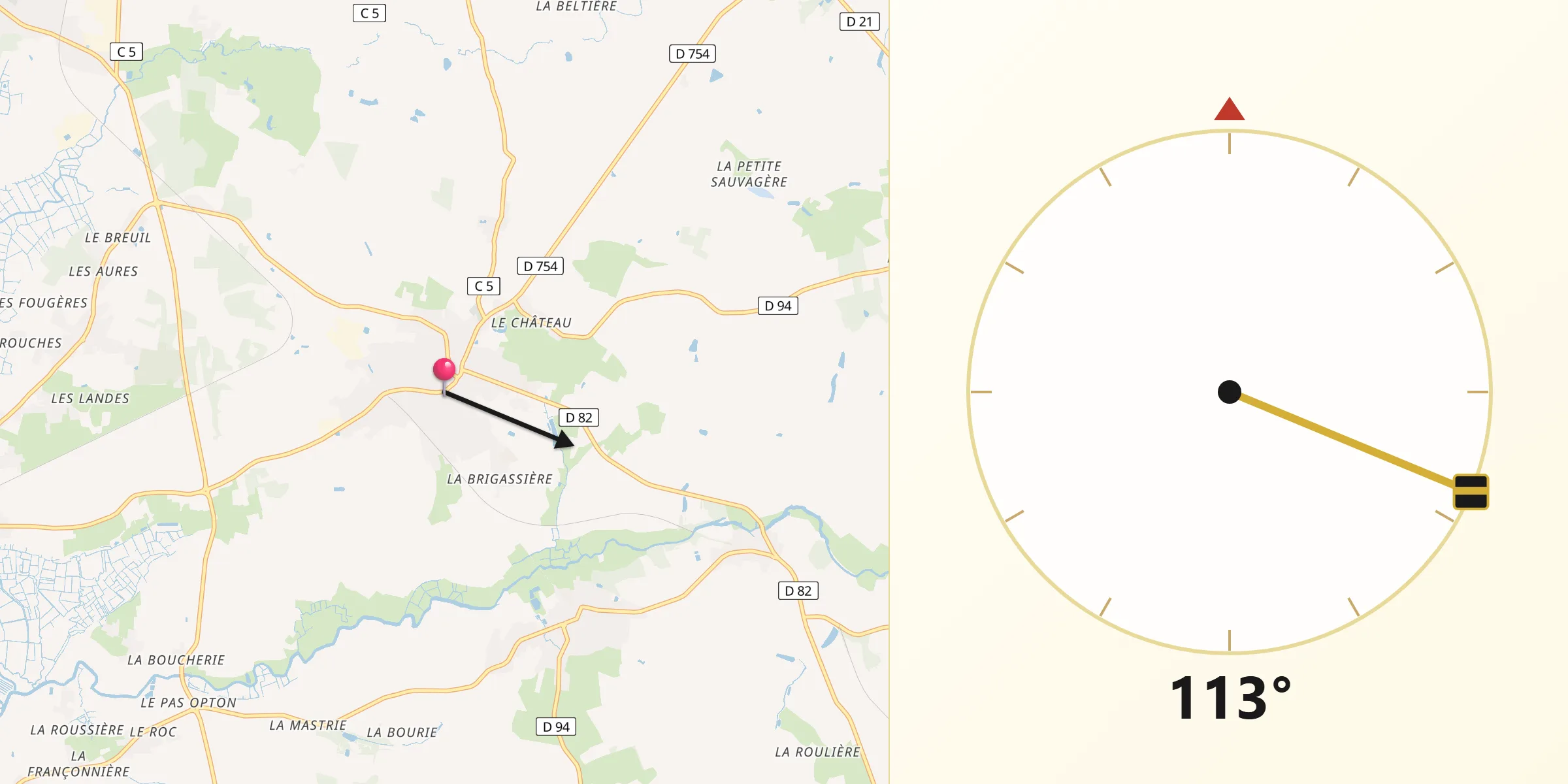 Direction vers la Qibla depuis Commequiers