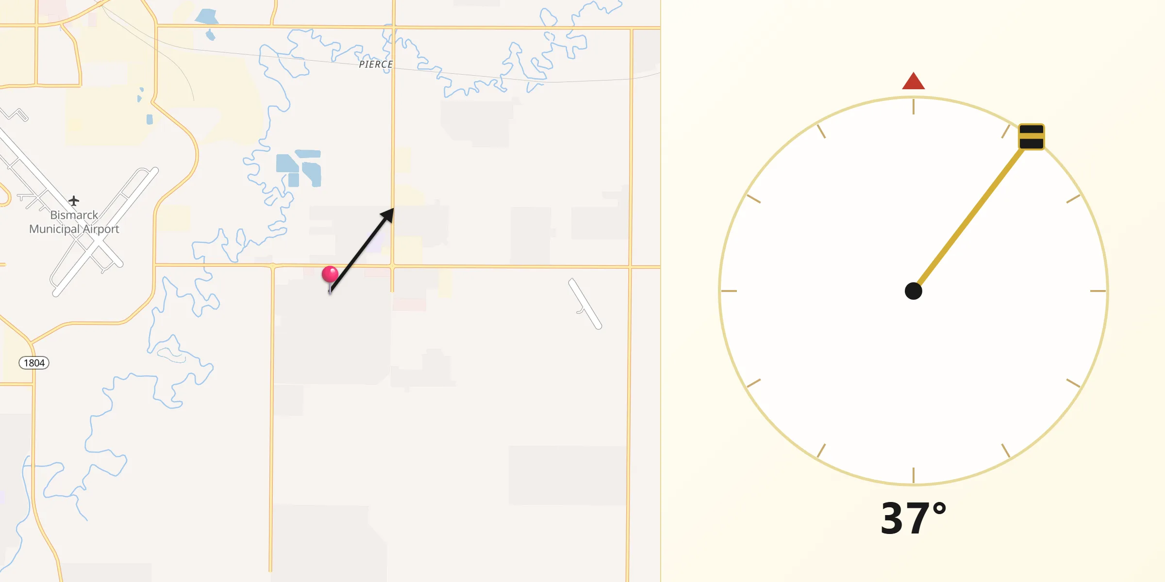 Dirección de la Qibla desde Lincoln