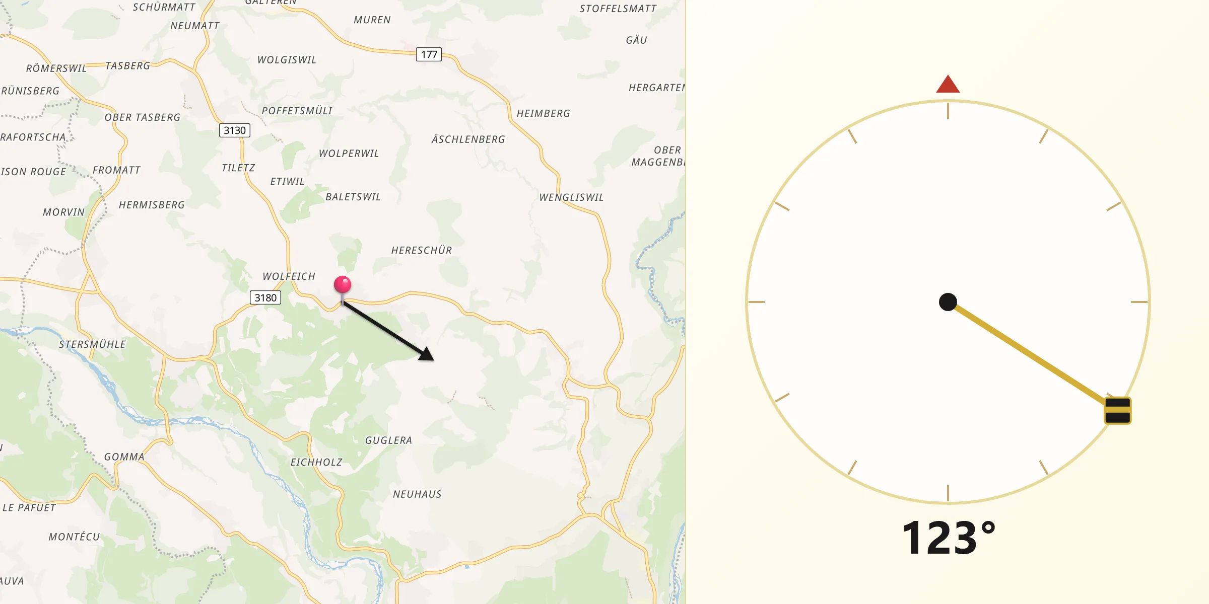 Direzione della Qibla da Rechthalten