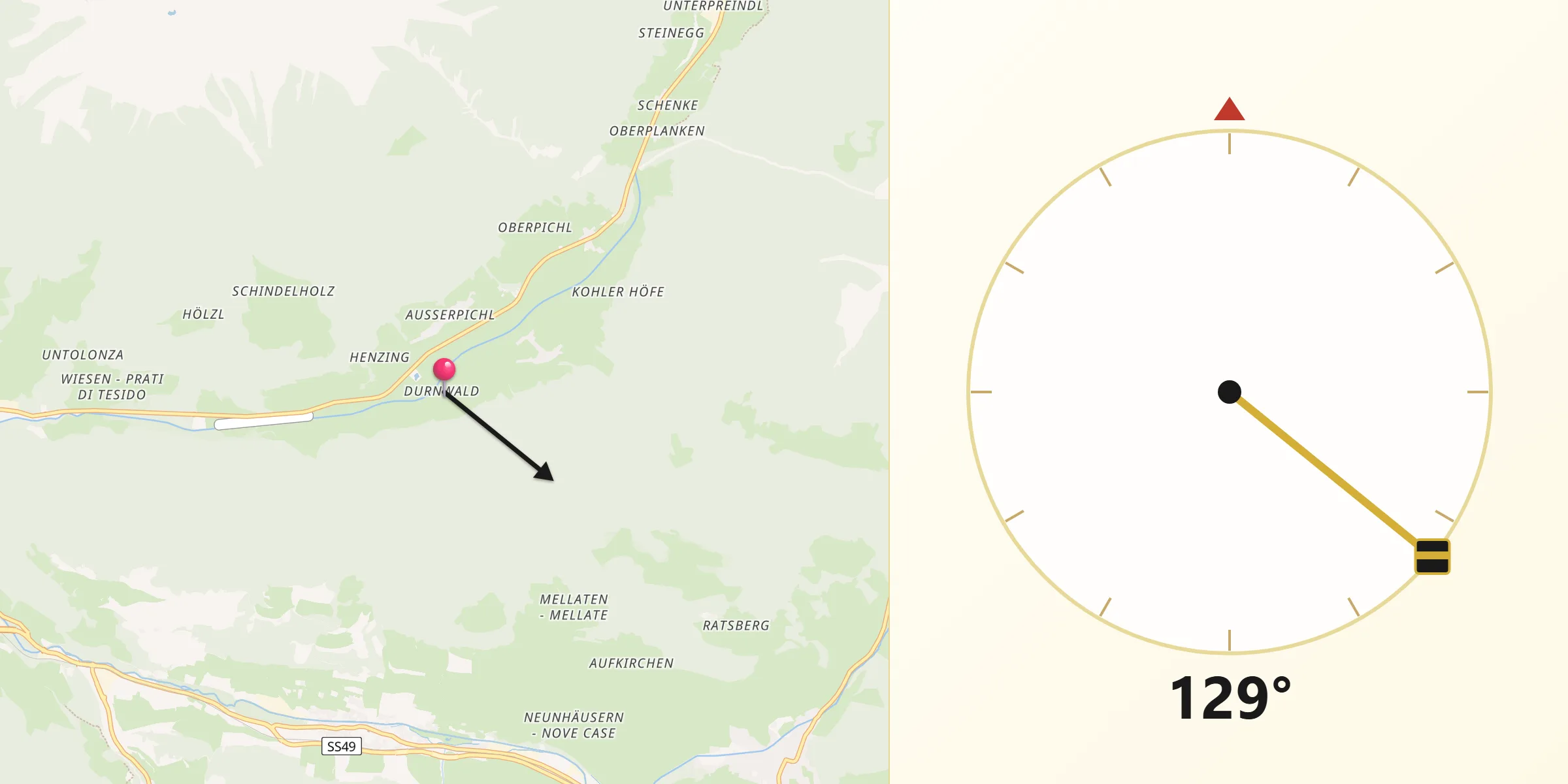 Direzione della Qibla da Valle di Casies - Gsies