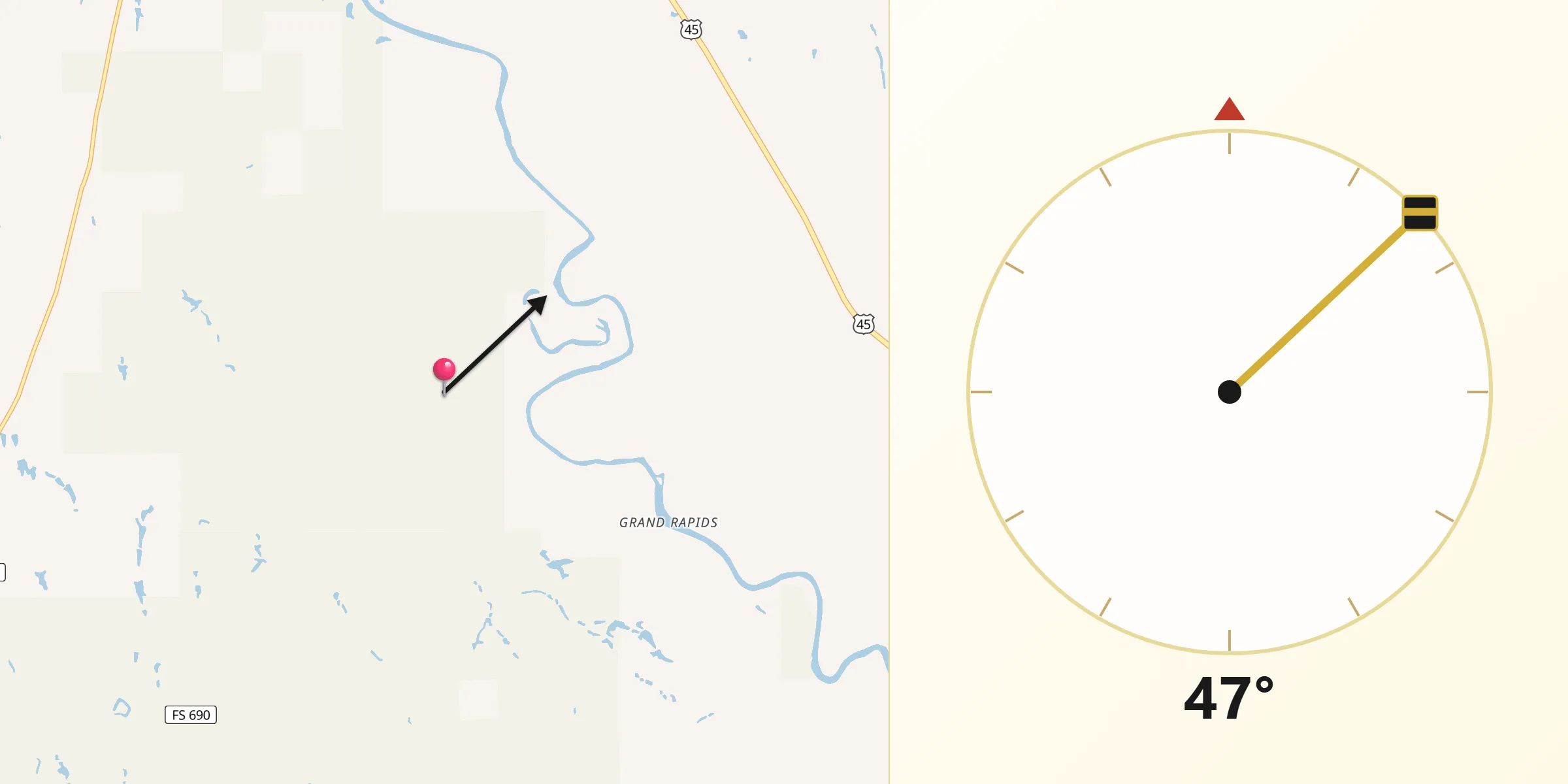 Qibla Direction from Ontonagon County