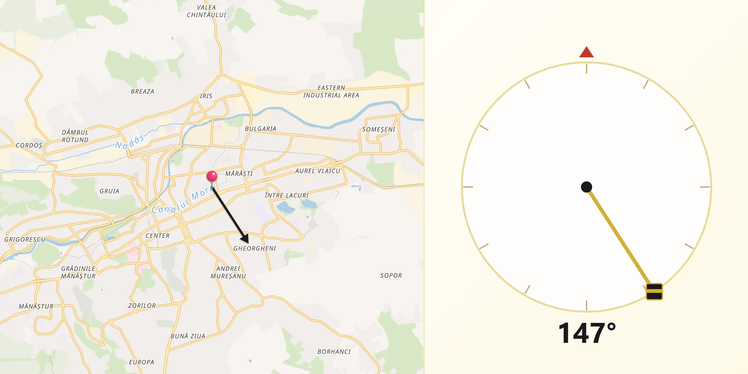 Direcția Qibla din Municipiul Cluj-Napoca