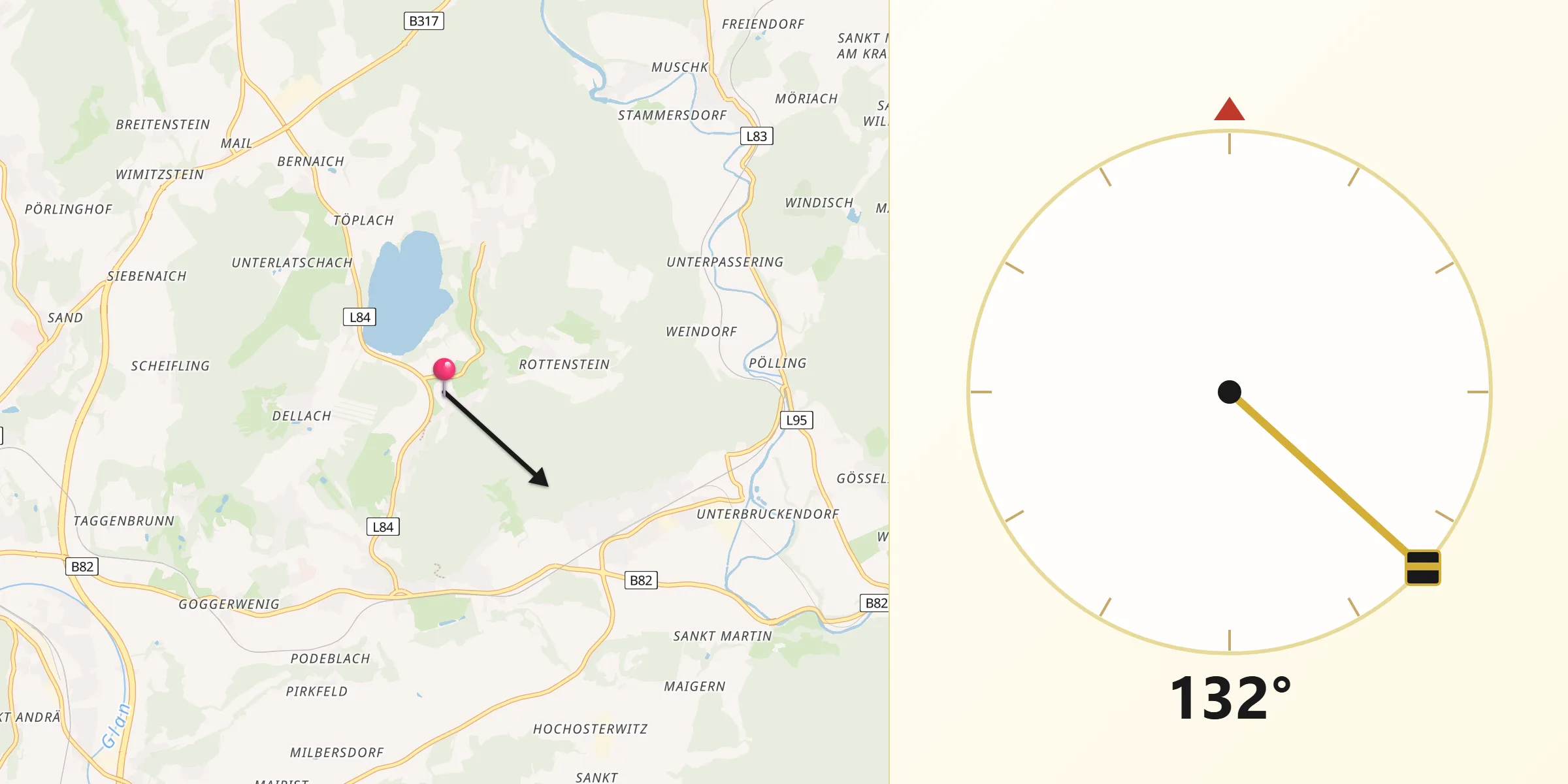 Qibla-Richtung von Sankt Georgen am Längsee