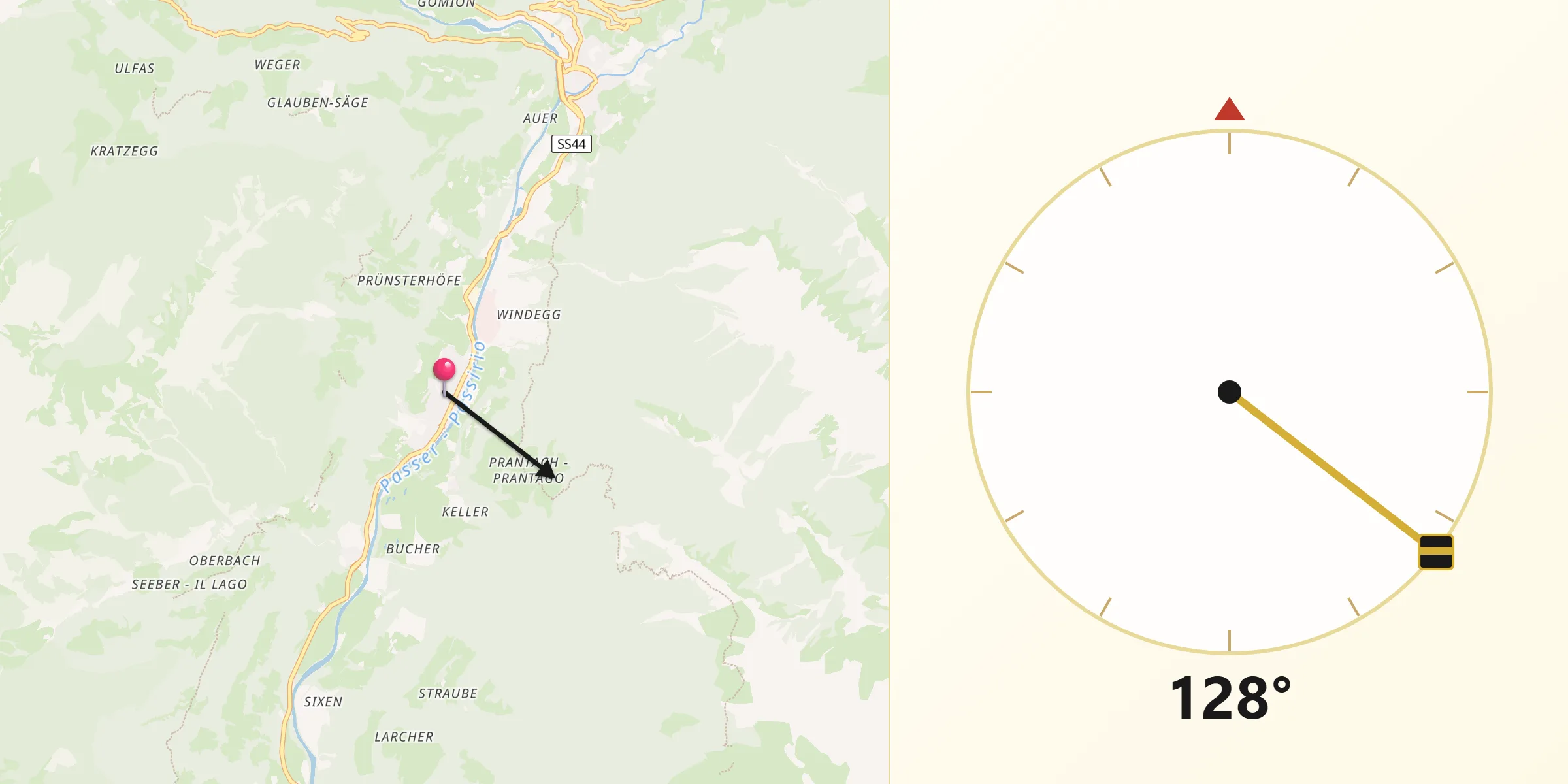 Direzione della Qibla da San Martino in Passiria