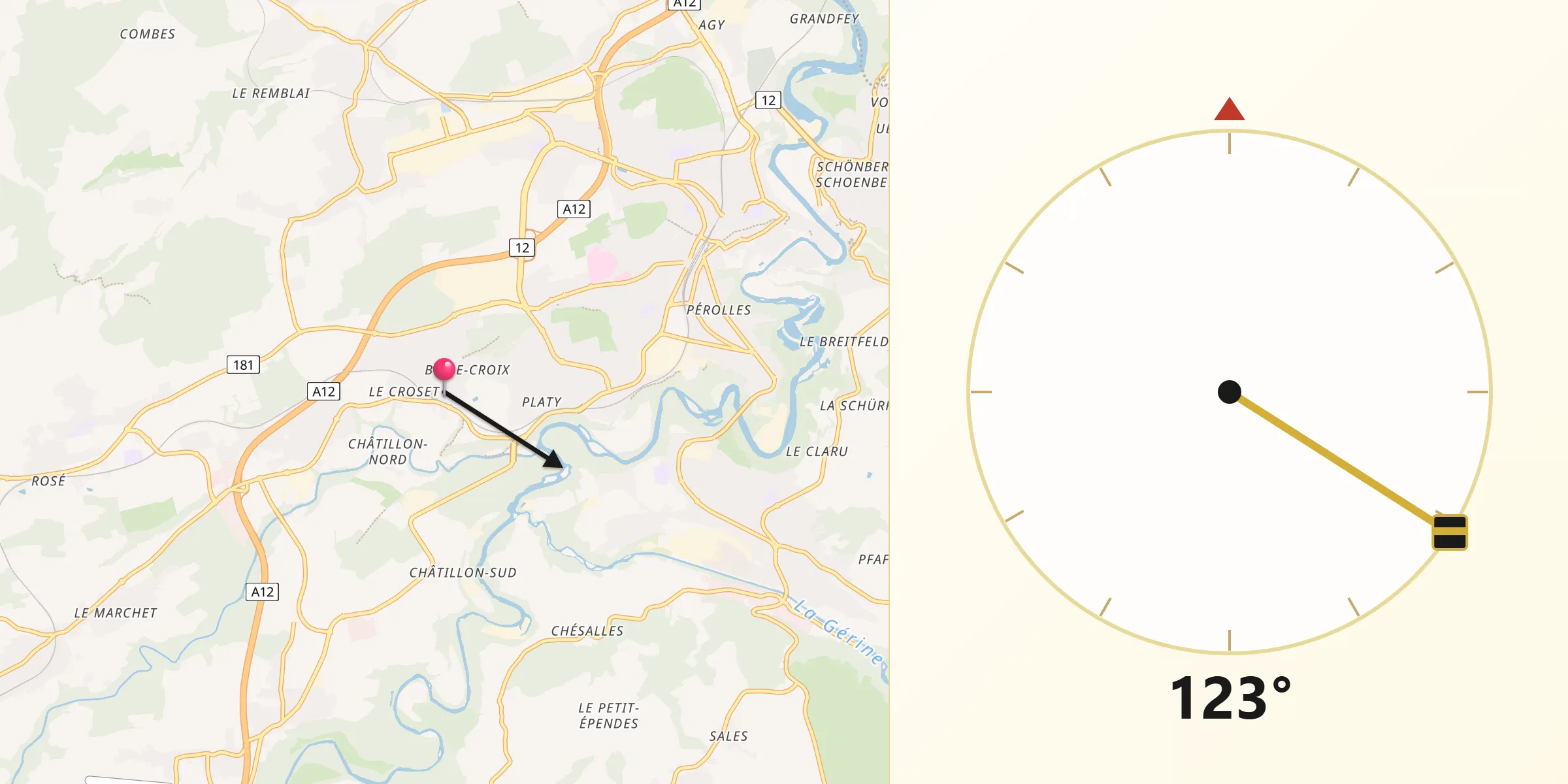 Qibla-Richtung von Villars-sur-Glâne