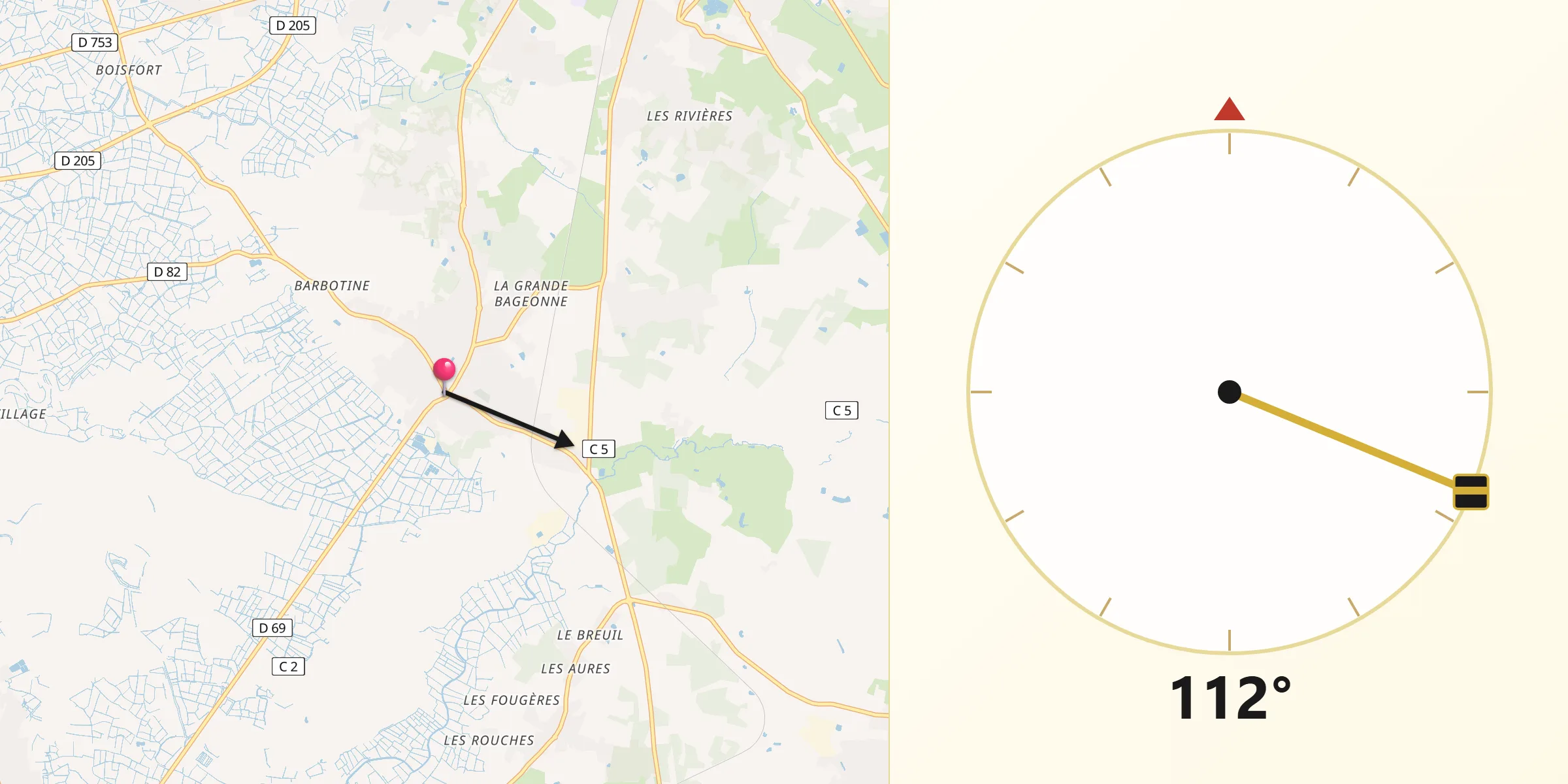 Direction vers la Qibla depuis Soullans