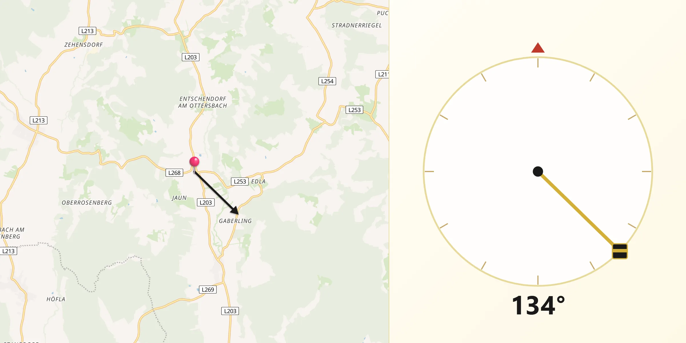 Qibla-Richtung von Sankt Peter am Ottersbach