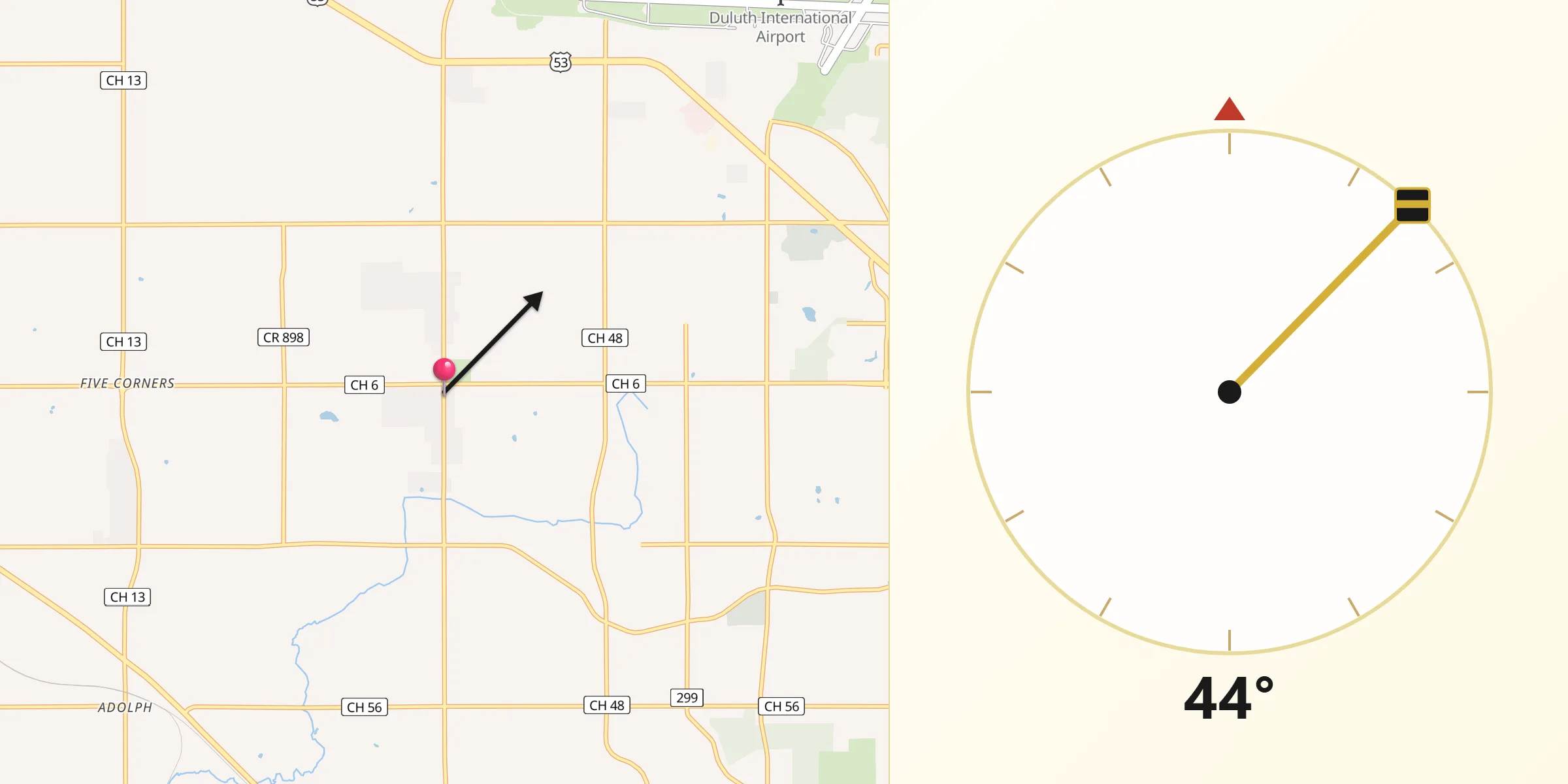 Qibla Direction from Hermantown