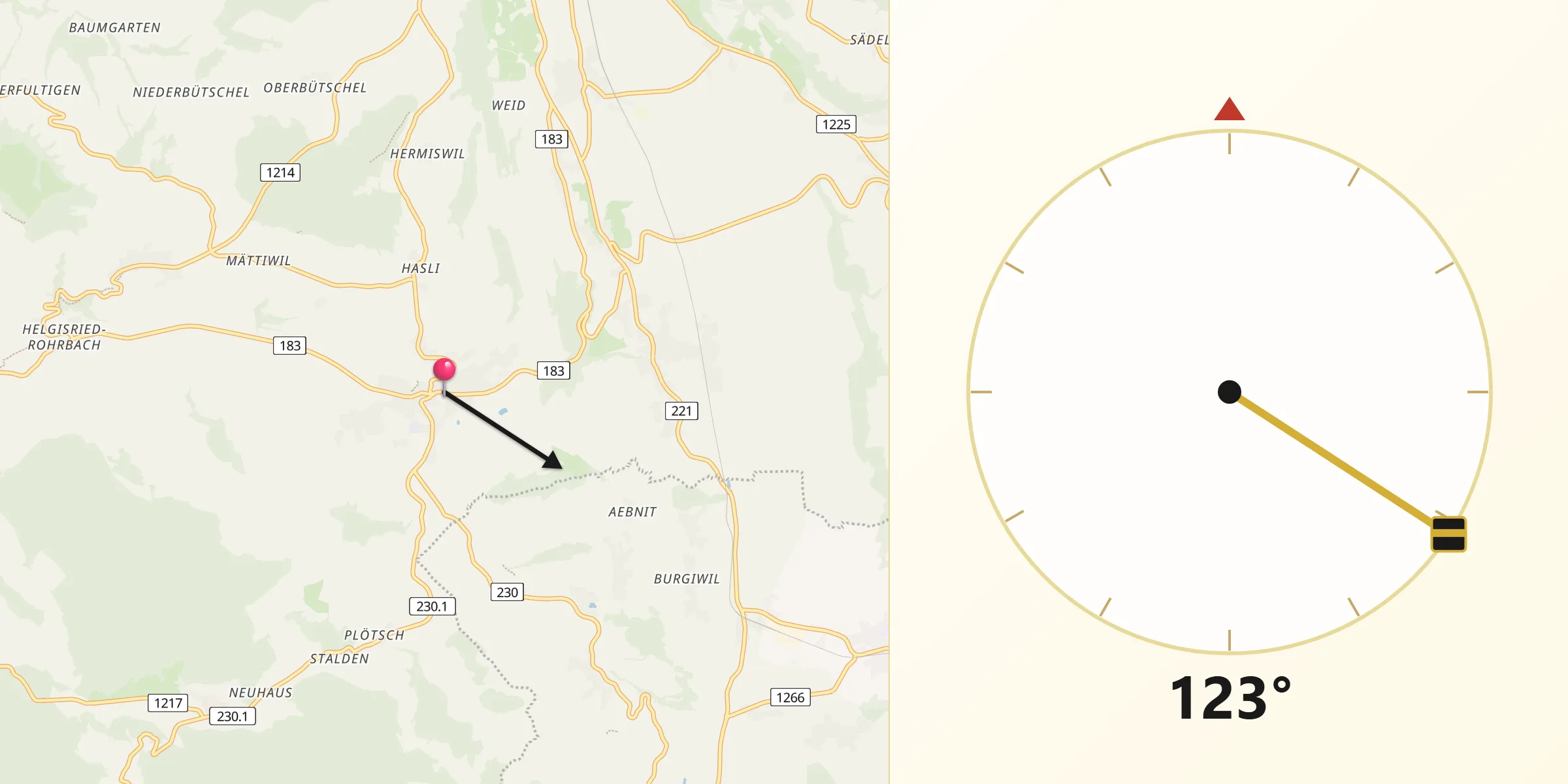 Direzione della Qibla da Riggisberg