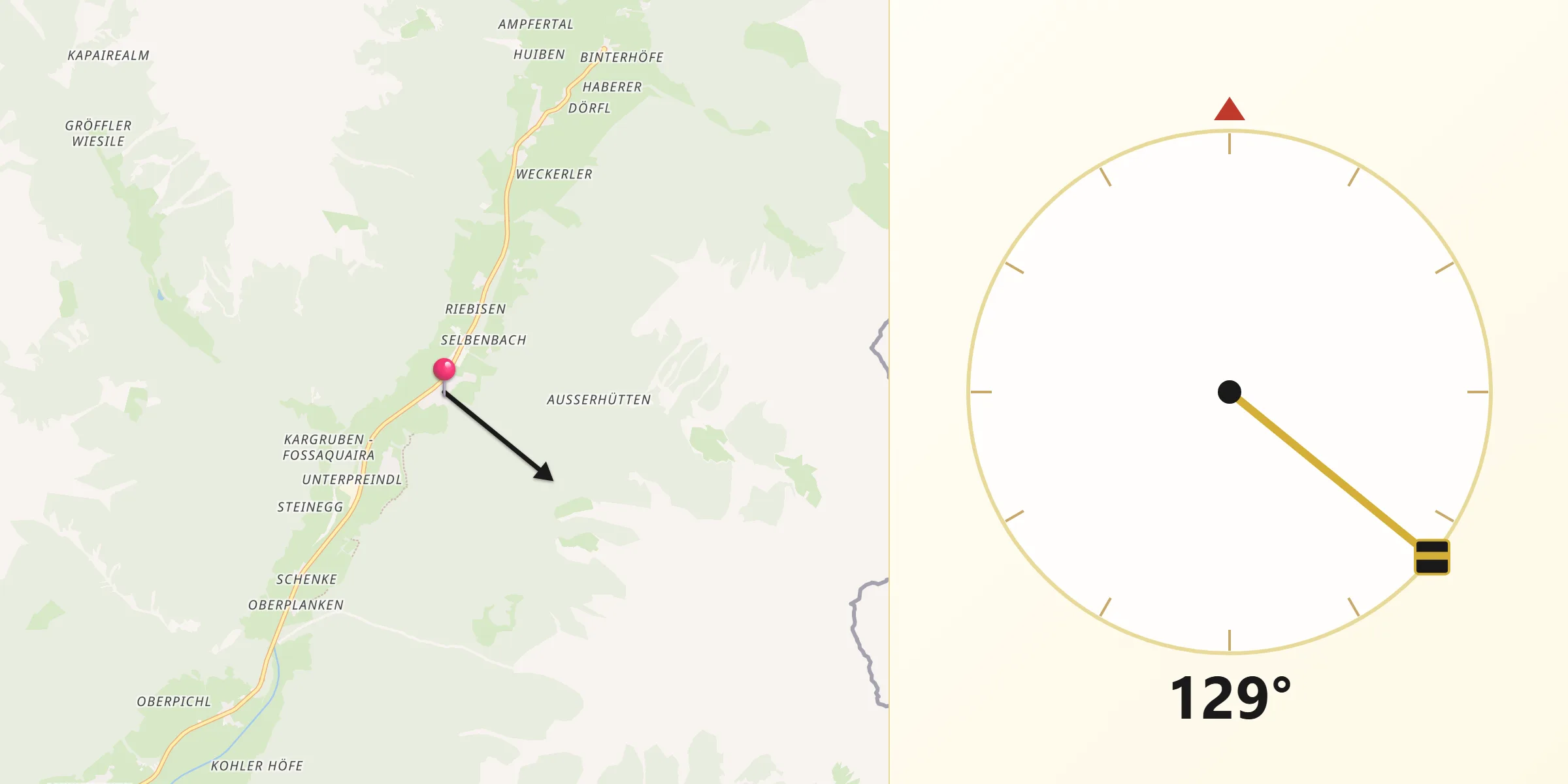 Direzione della Qibla da San Martino