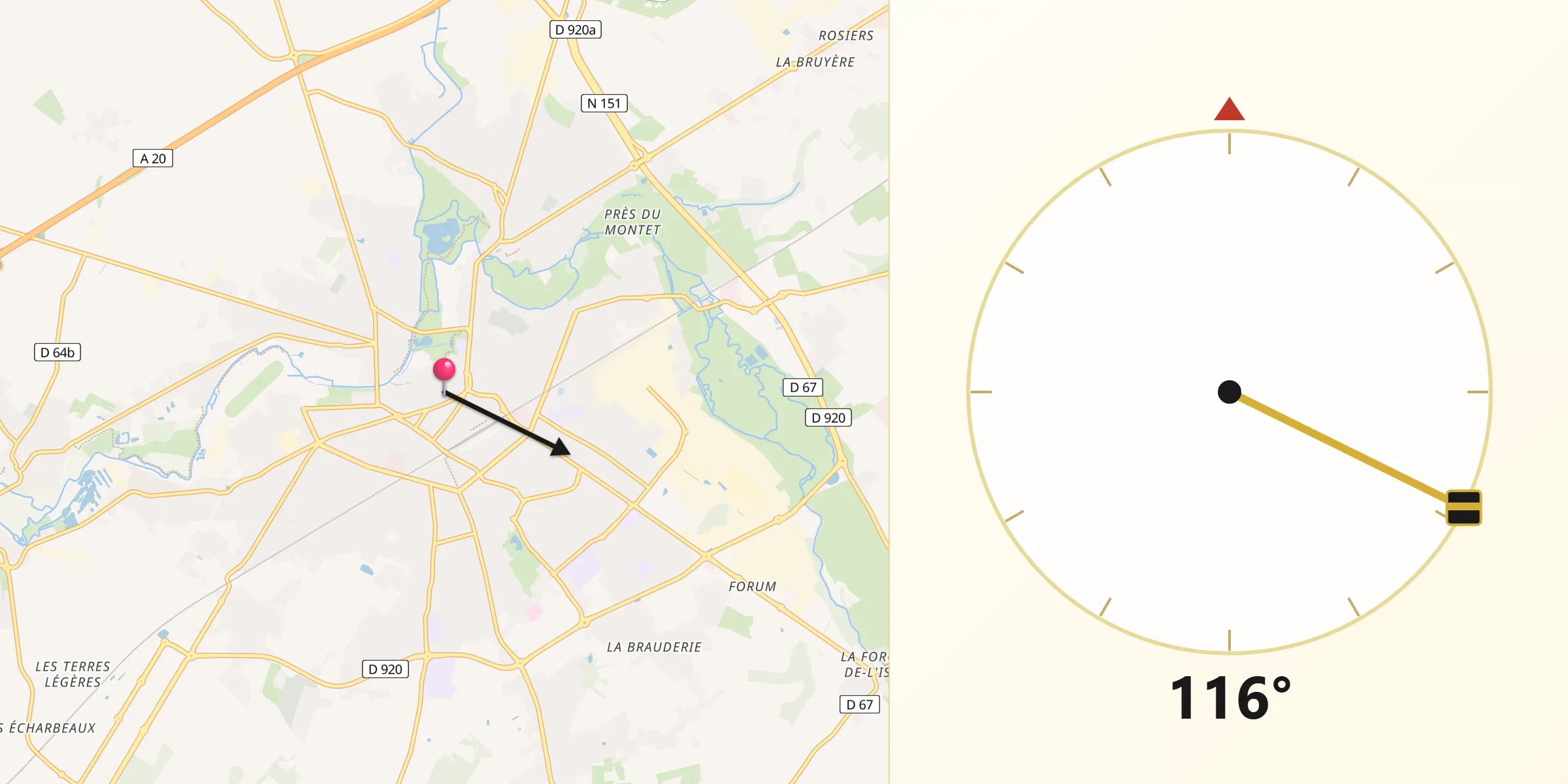Châteauroux şehrinden Kıble Yönü