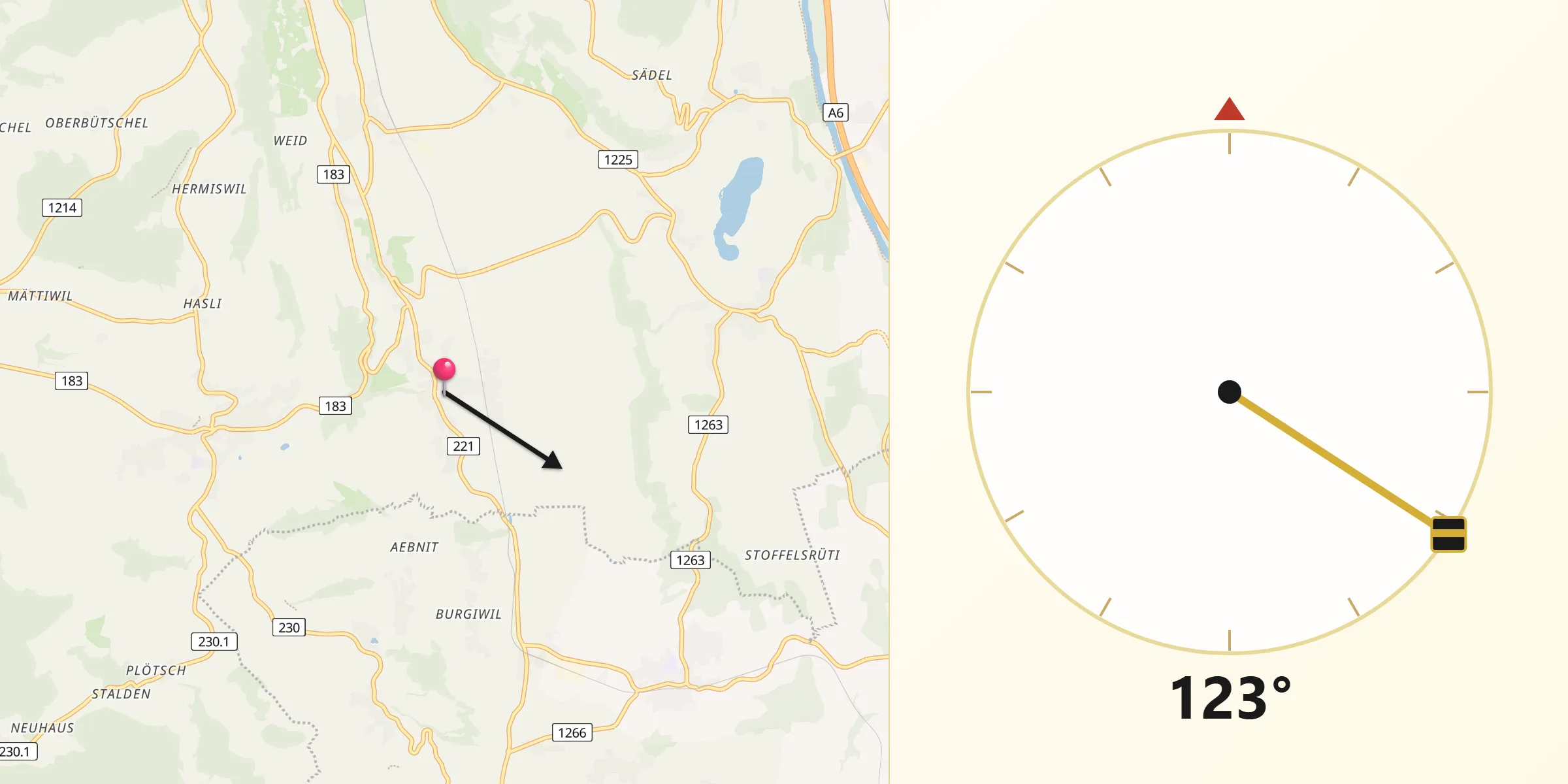Direzione della Qibla da Mühlethurnen