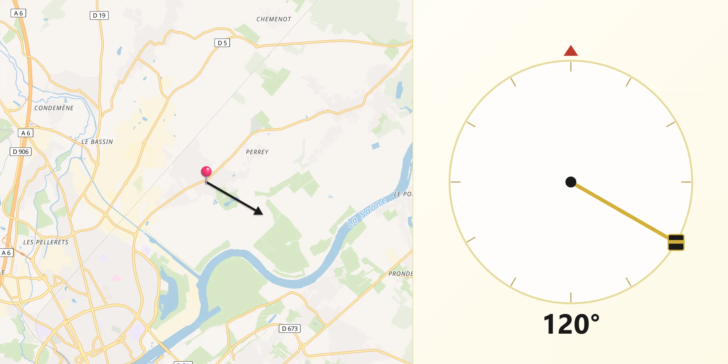 Direction vers la Qibla depuis Crissey