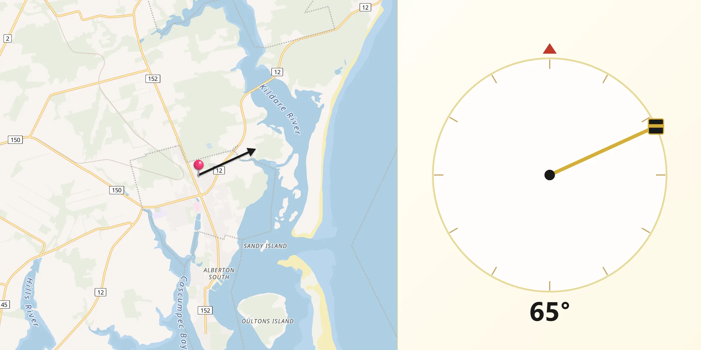 Qibla Direction from Alberton