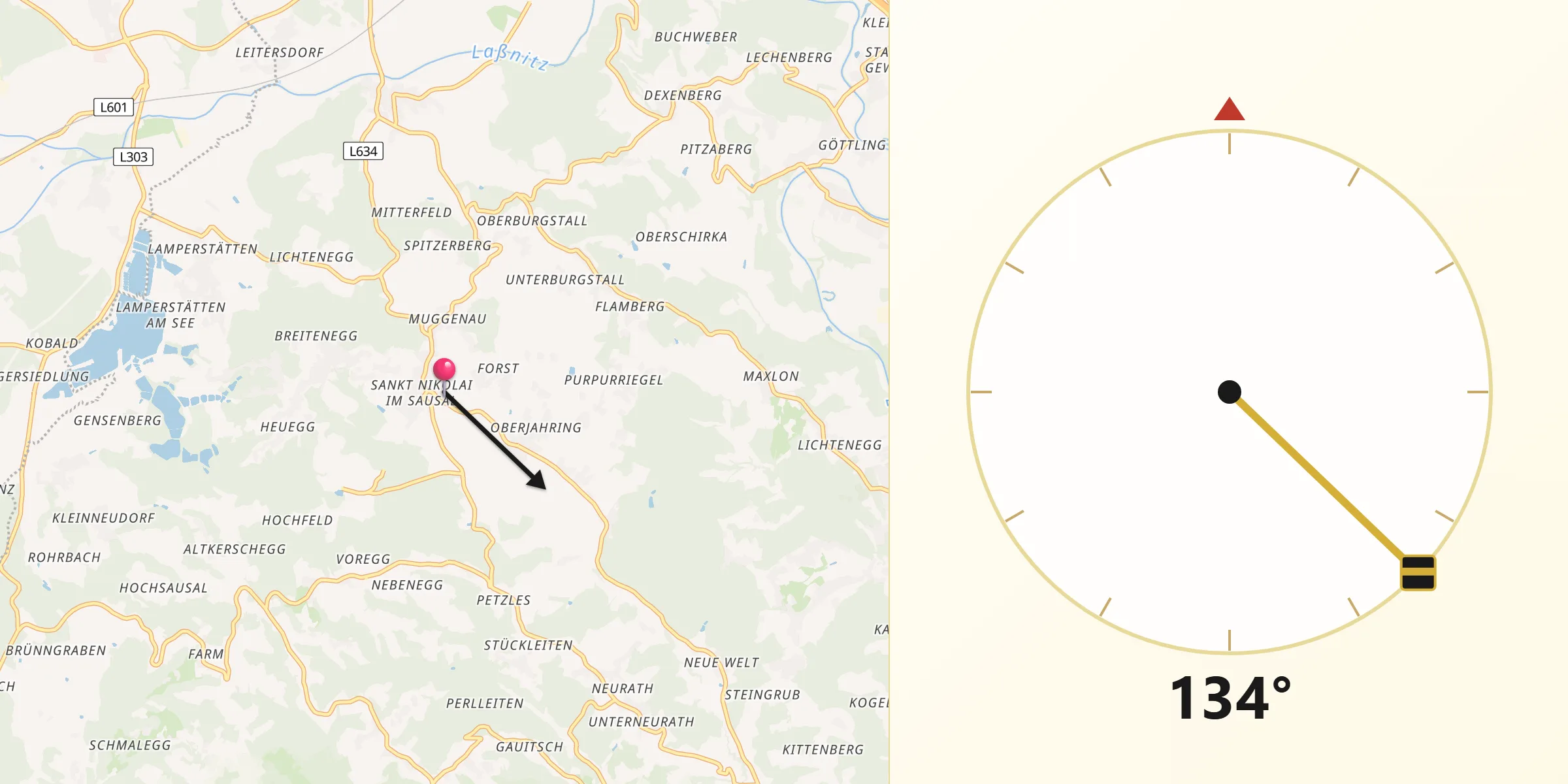 Qibla-Richtung von Sankt Nikolai im Sausal