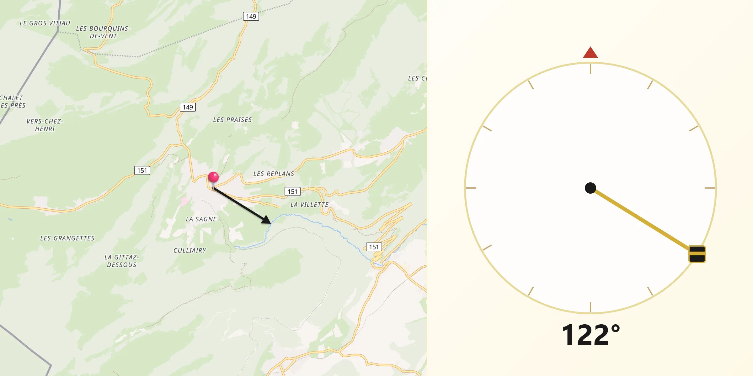 Direzione della Qibla da Sainte-Croix