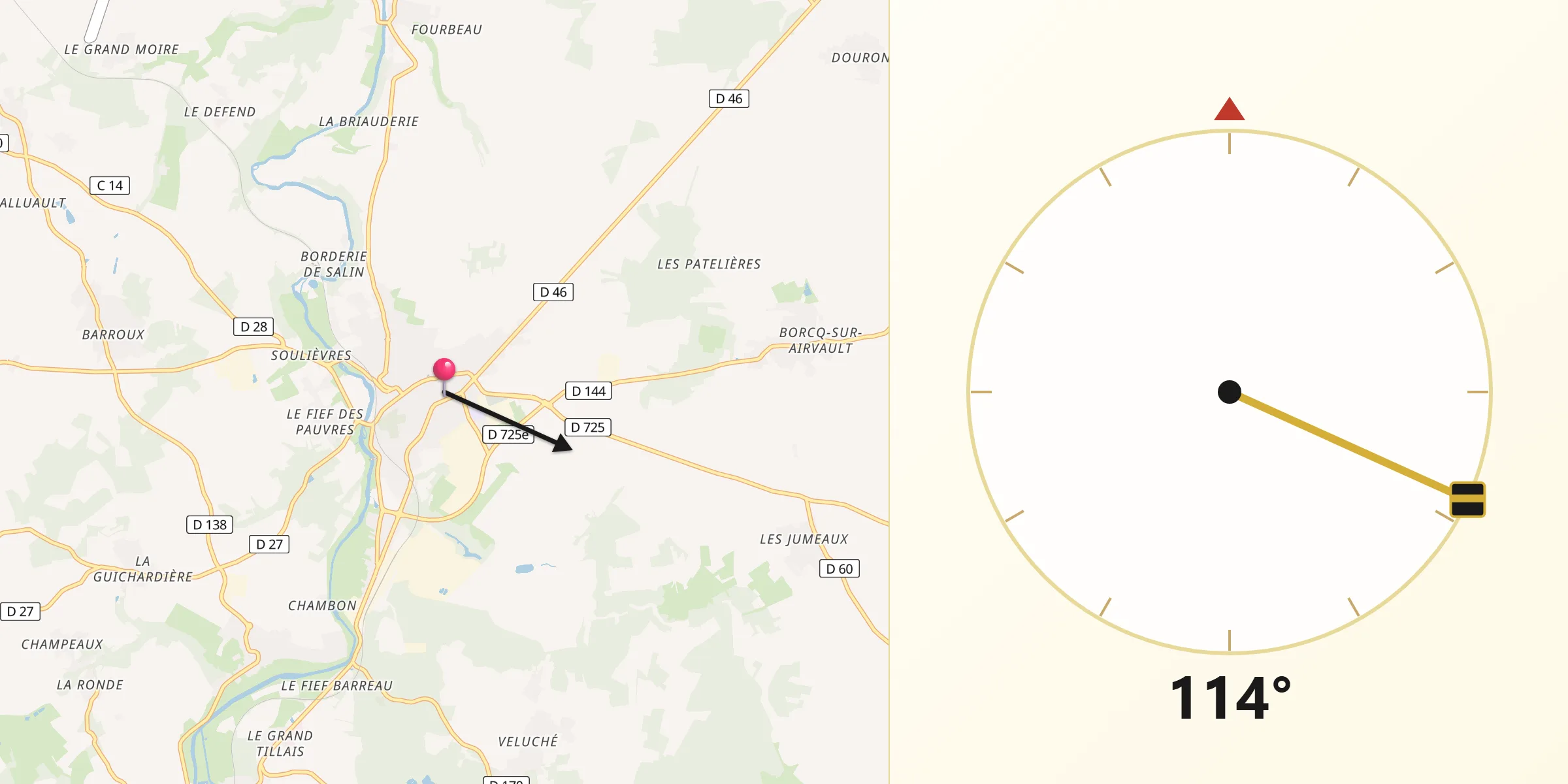 Direction vers la Qibla depuis Airvault