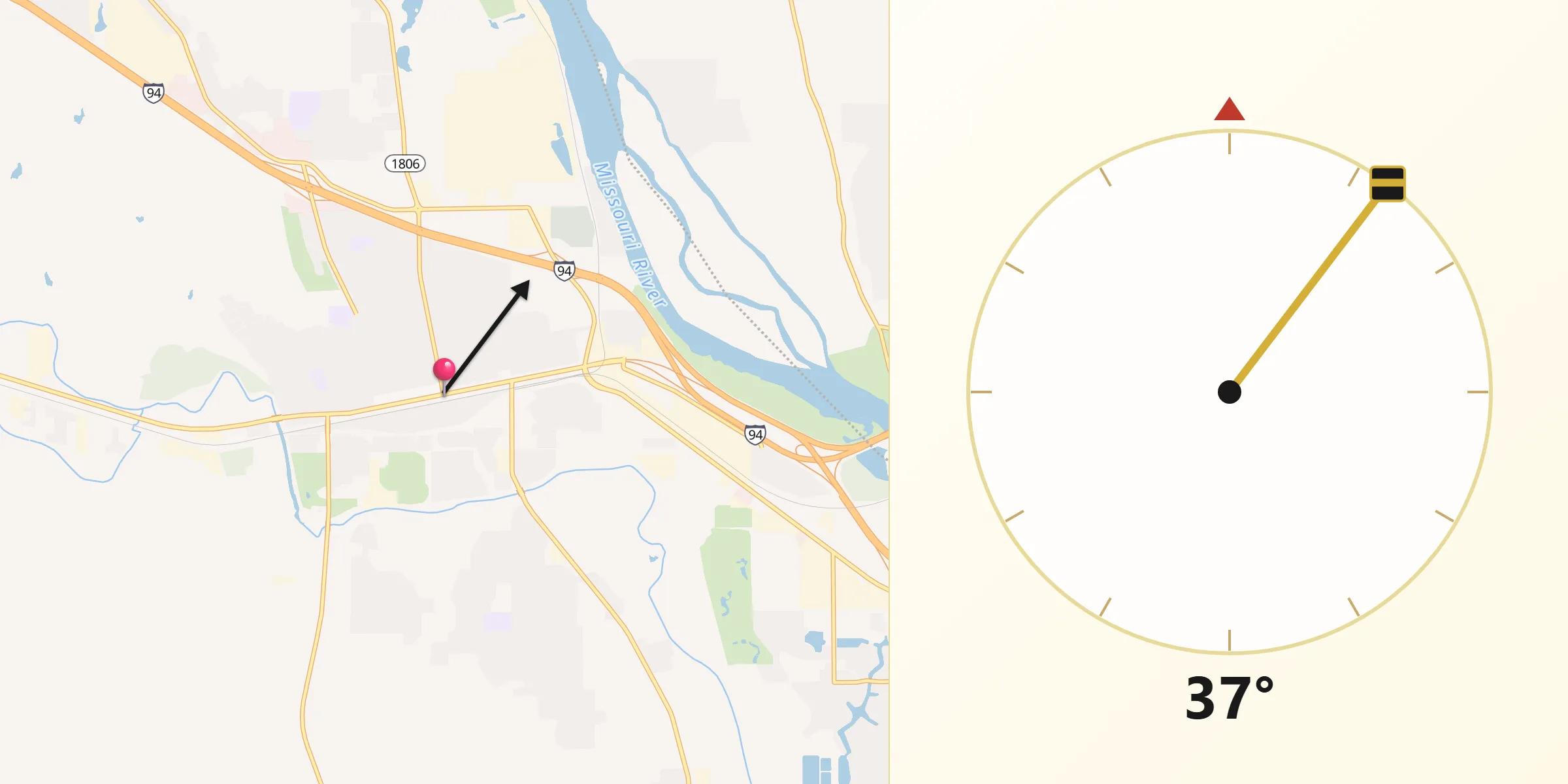 Qibla Direction from Mandan