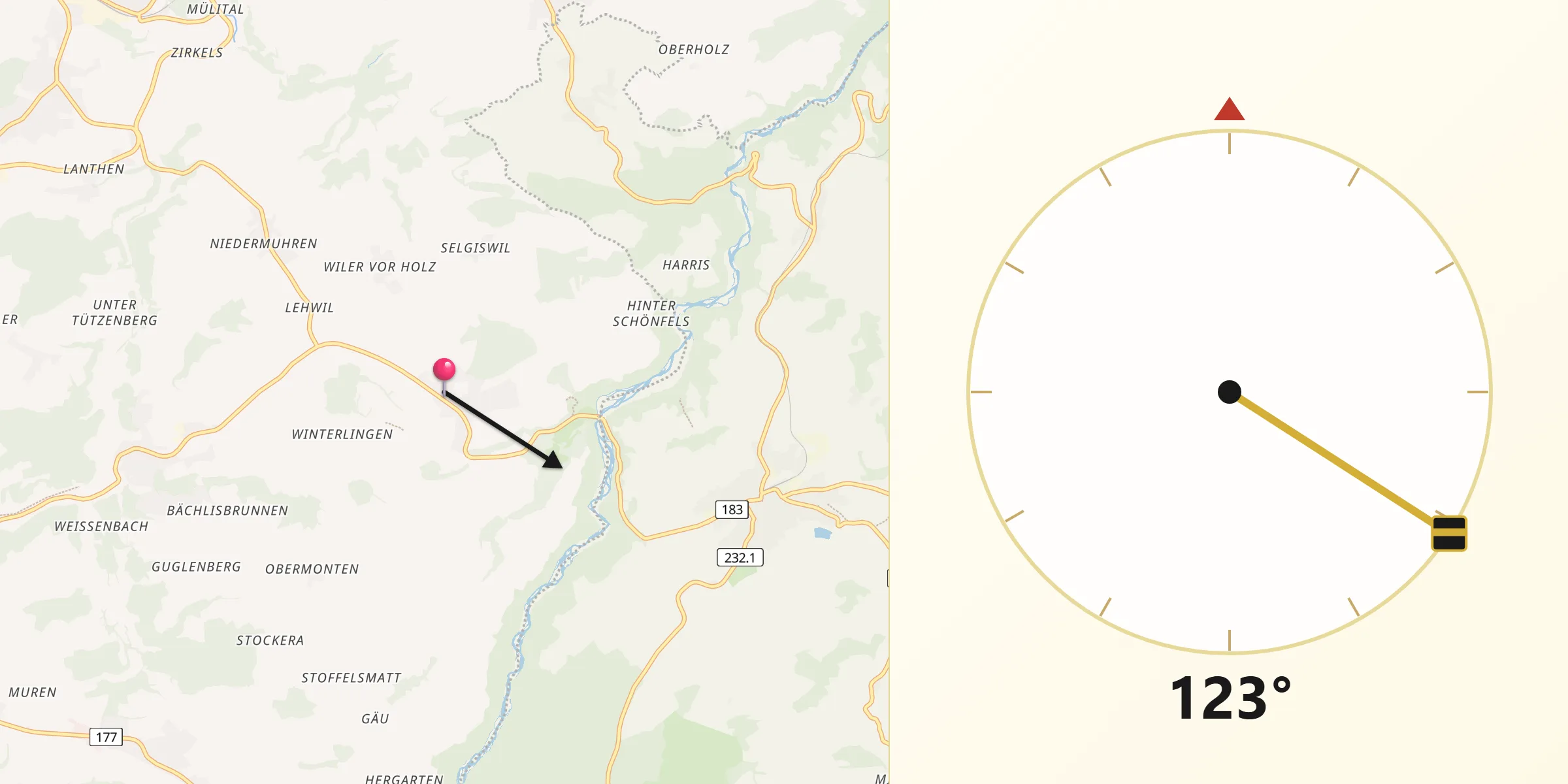 Direzione della Qibla da Heitenried