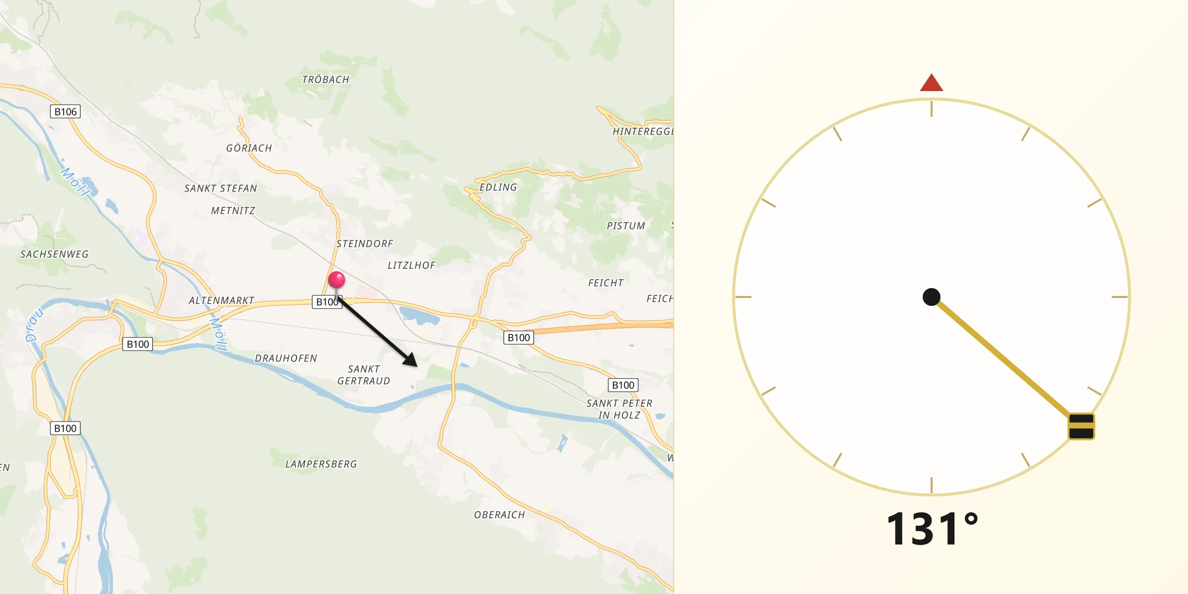 Qibla-Richtung von Pusarnitz
