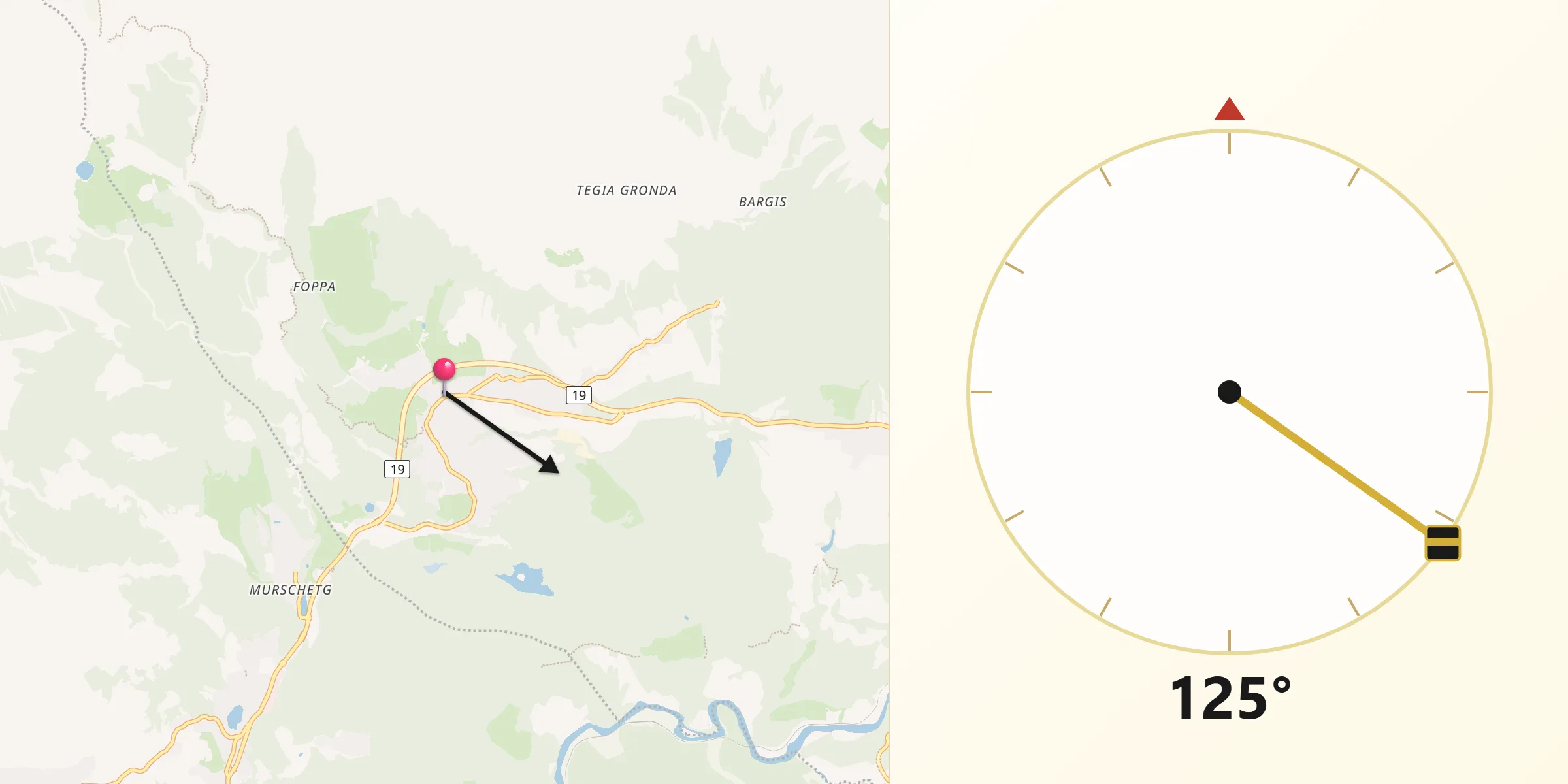 Direction vers la Qibla depuis Flims